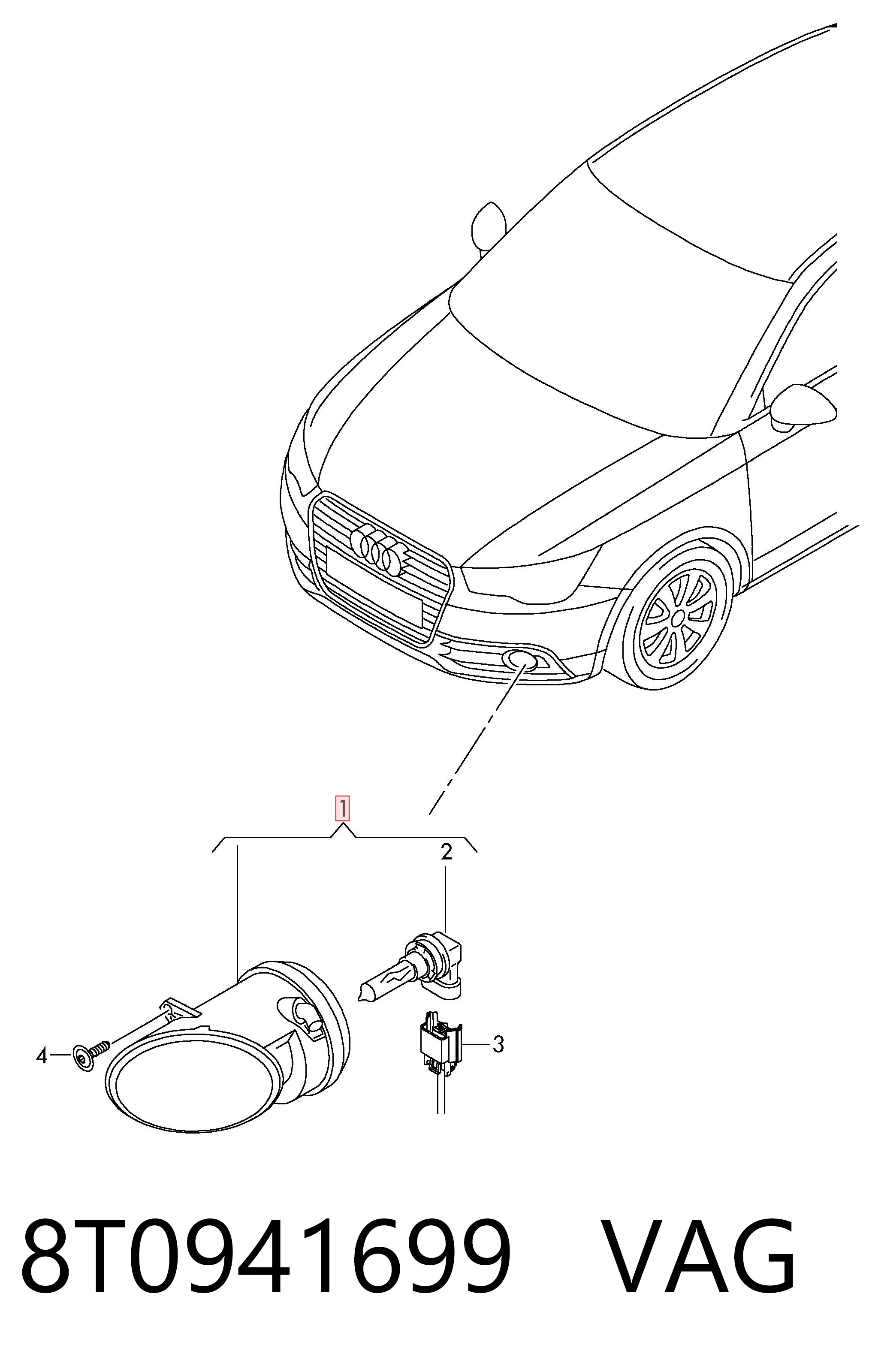  Фара противотуманная левая Audi Q3 