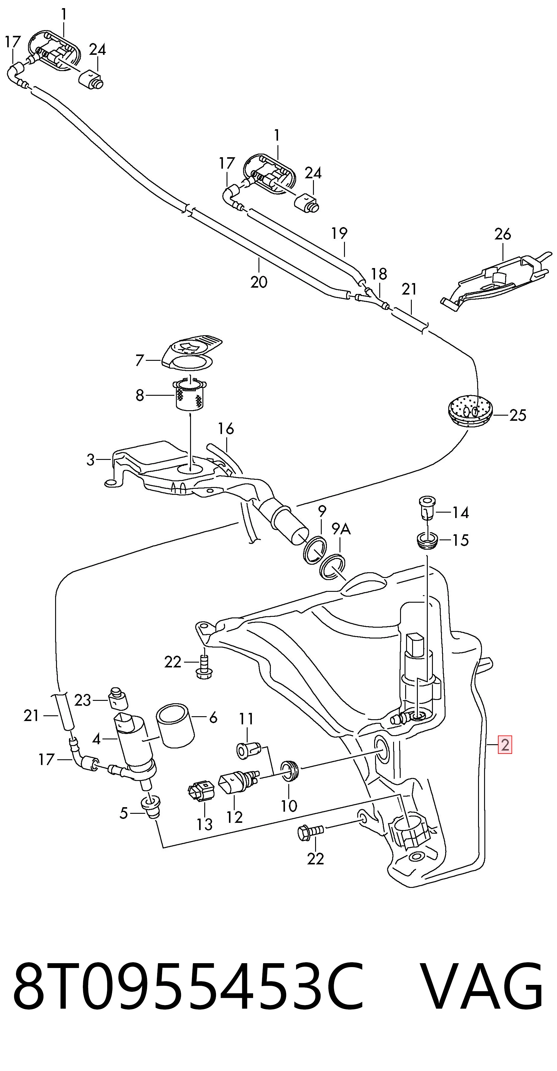 8T0955453C VAG Бачок омывателя стекла