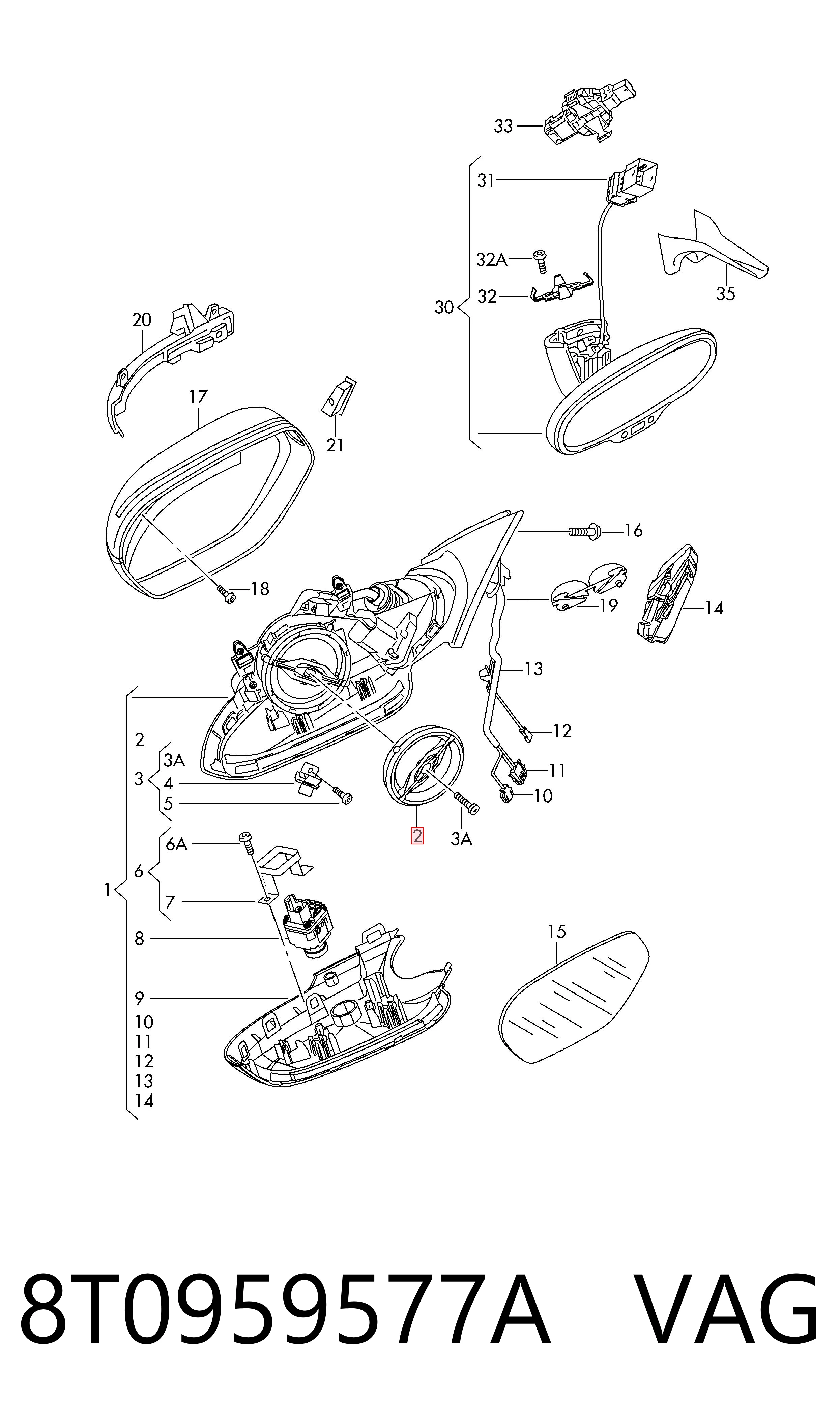 8T0959577A VAG Мотор привода линзы зеркала заднего вида