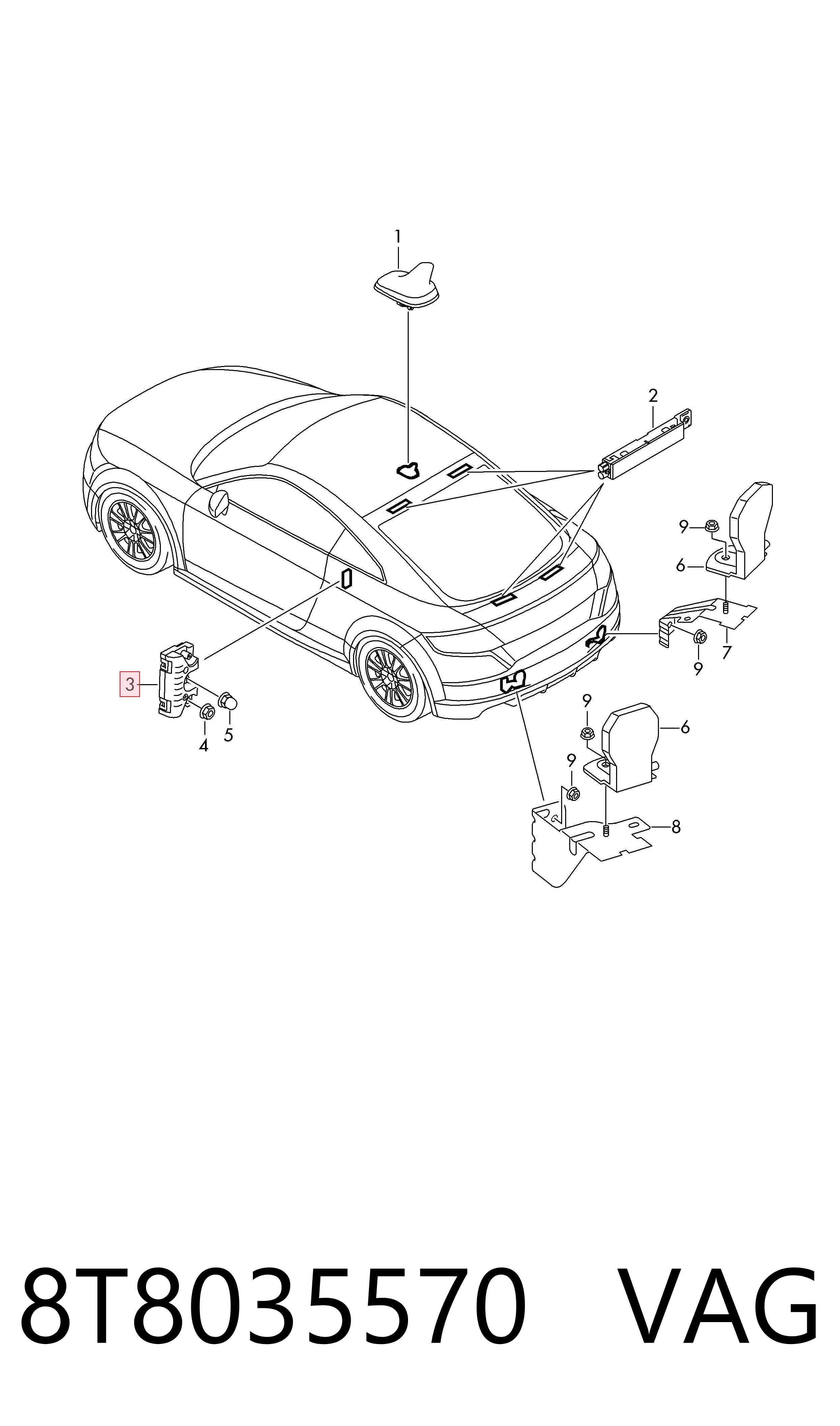 Антенна Audi A6 C6 седан (4F2) (2004 - 2011) цена, от 1.28 USD