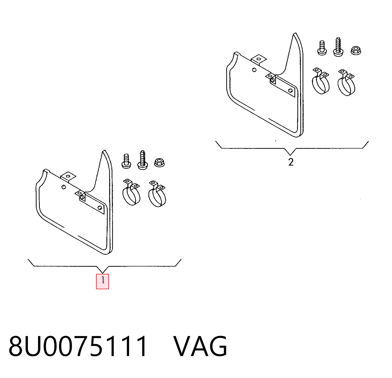 8U0075111 VAG Комплект передних брызговиков