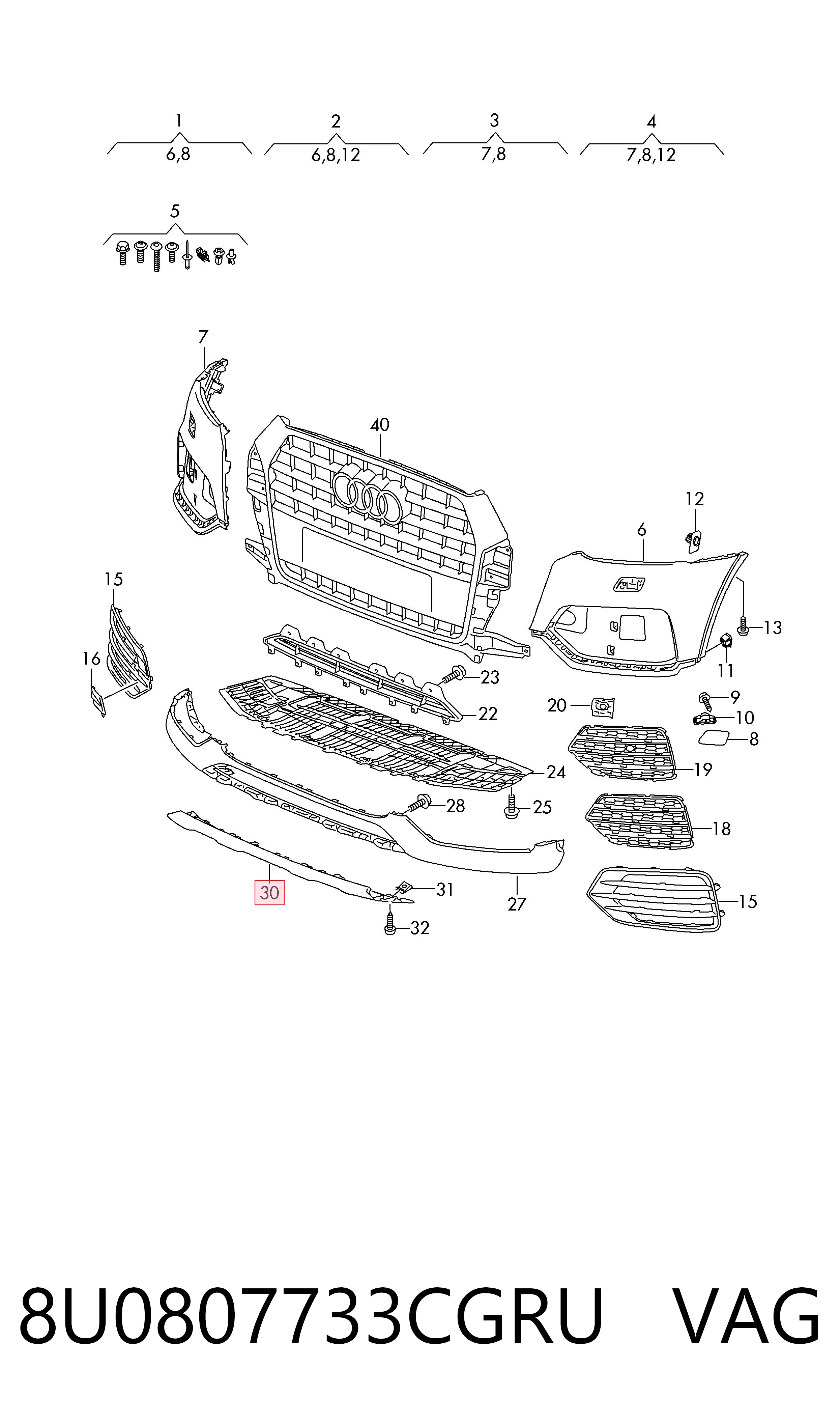 Кенгурятник VAG 8U0807733CGRU цена, от 64.19 USD