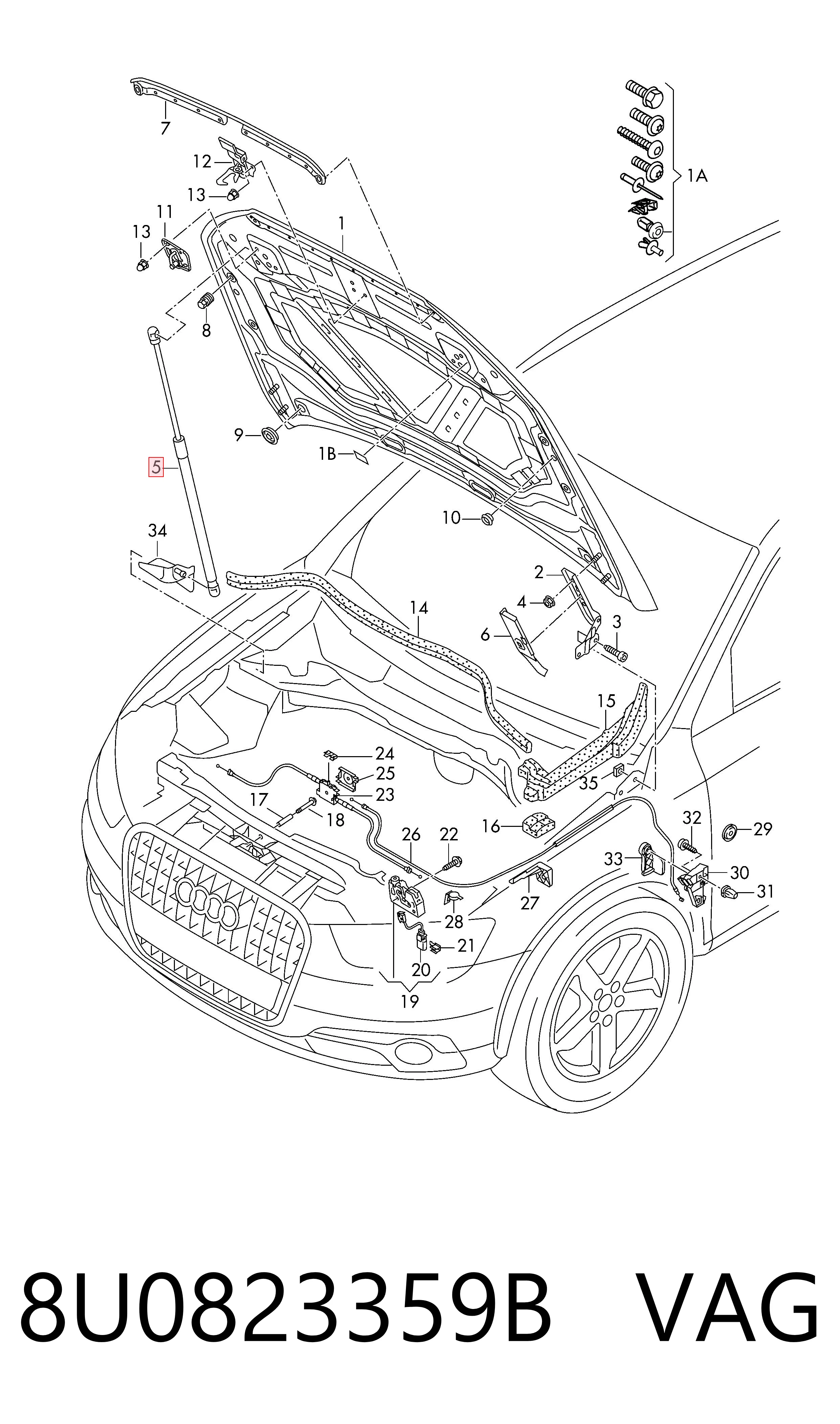 8U0823359B VAG Стойка капота