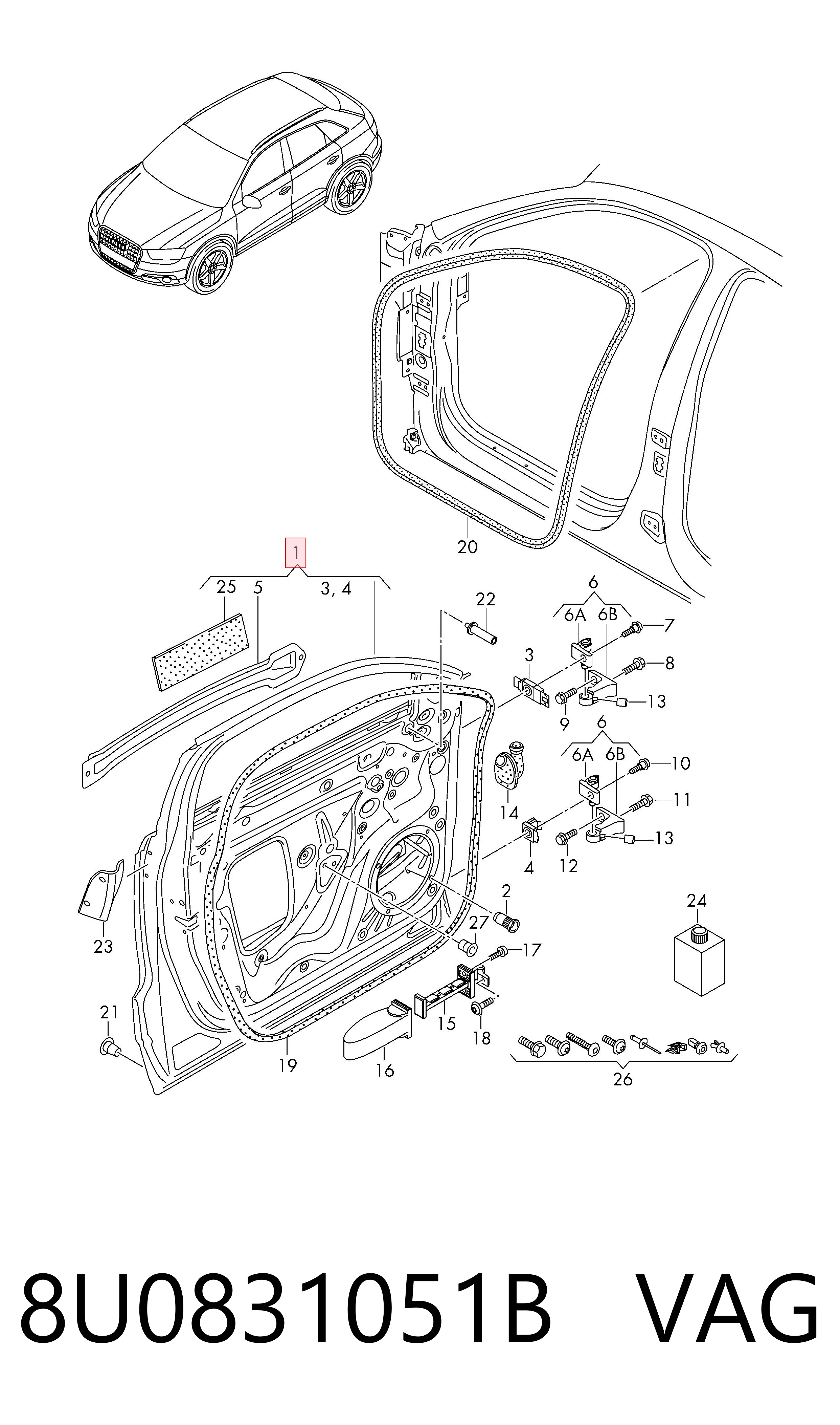 Водительская дверь на Audi Q3  8UB, 8UG