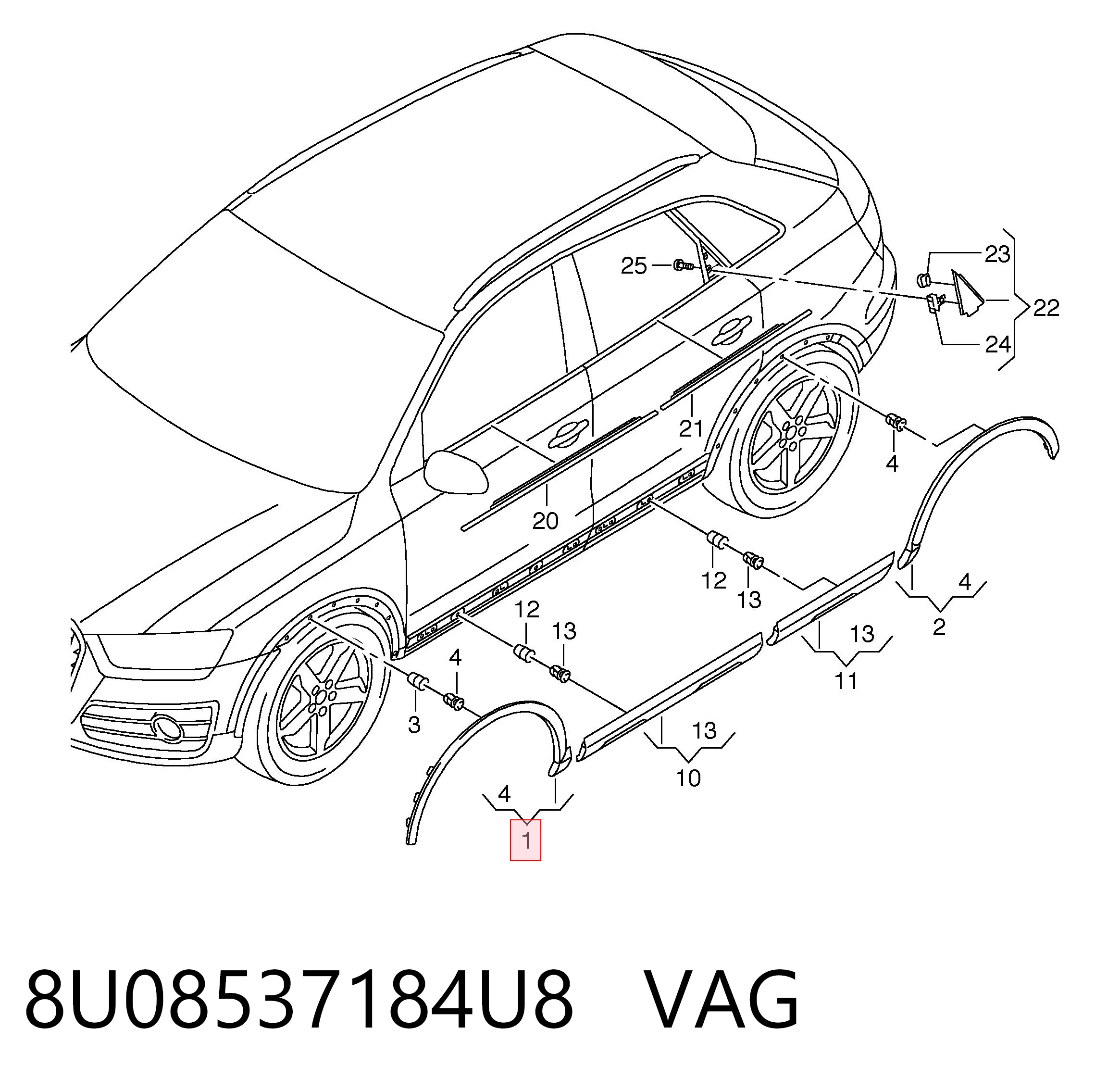 8U08537184U8 VAG Подкрыльник переднего крыла, правый