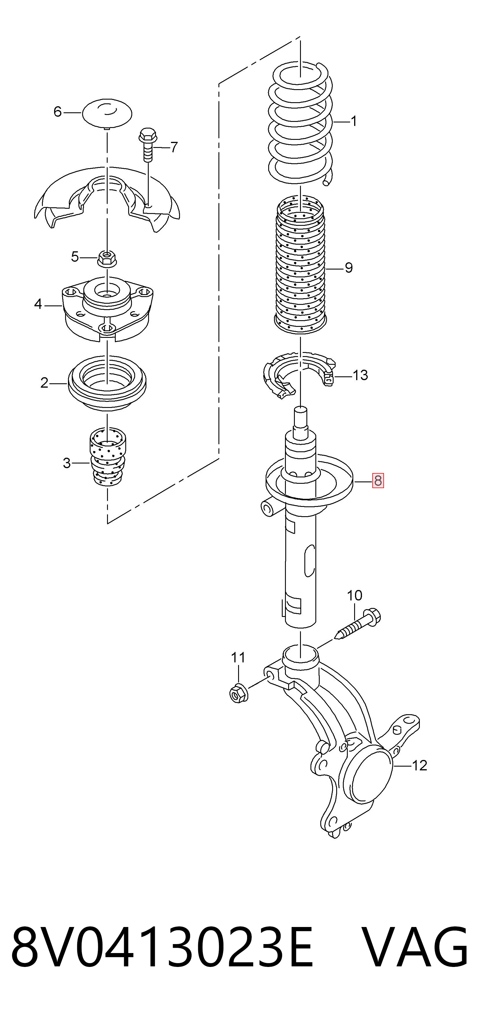8V0413023E VAG Стойка передняя