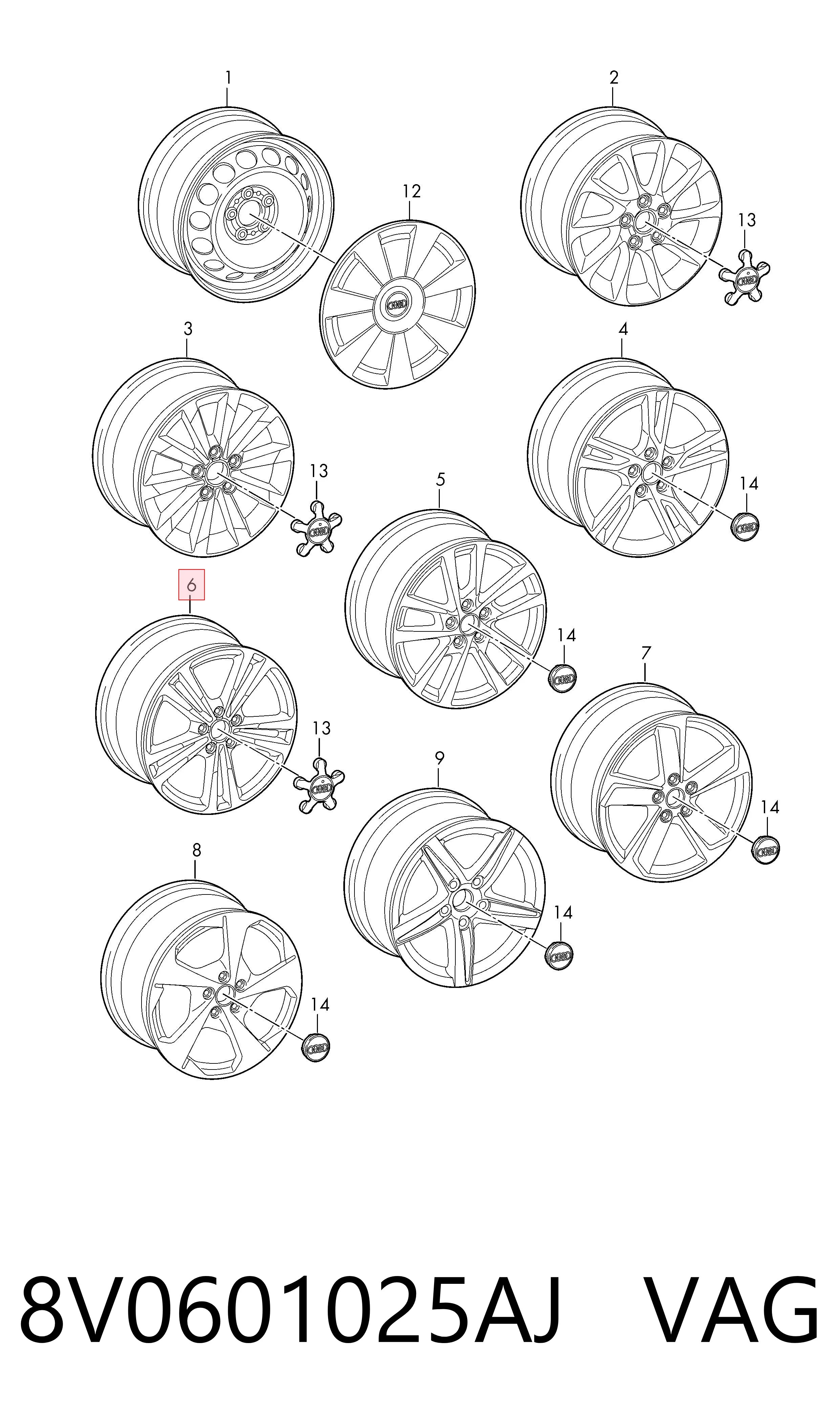 8V0601025AJ VAG Оригинальные диски