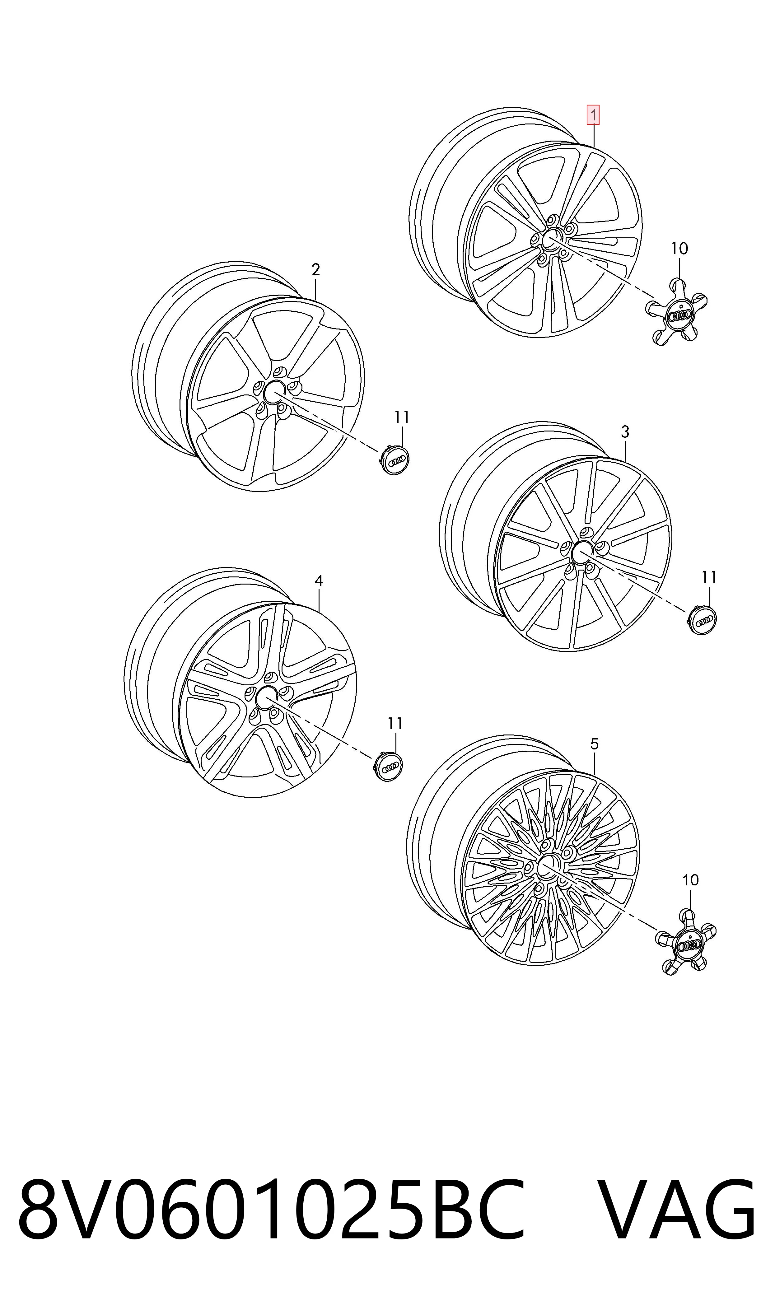 8V0601025BC VAG Оригинальные диски