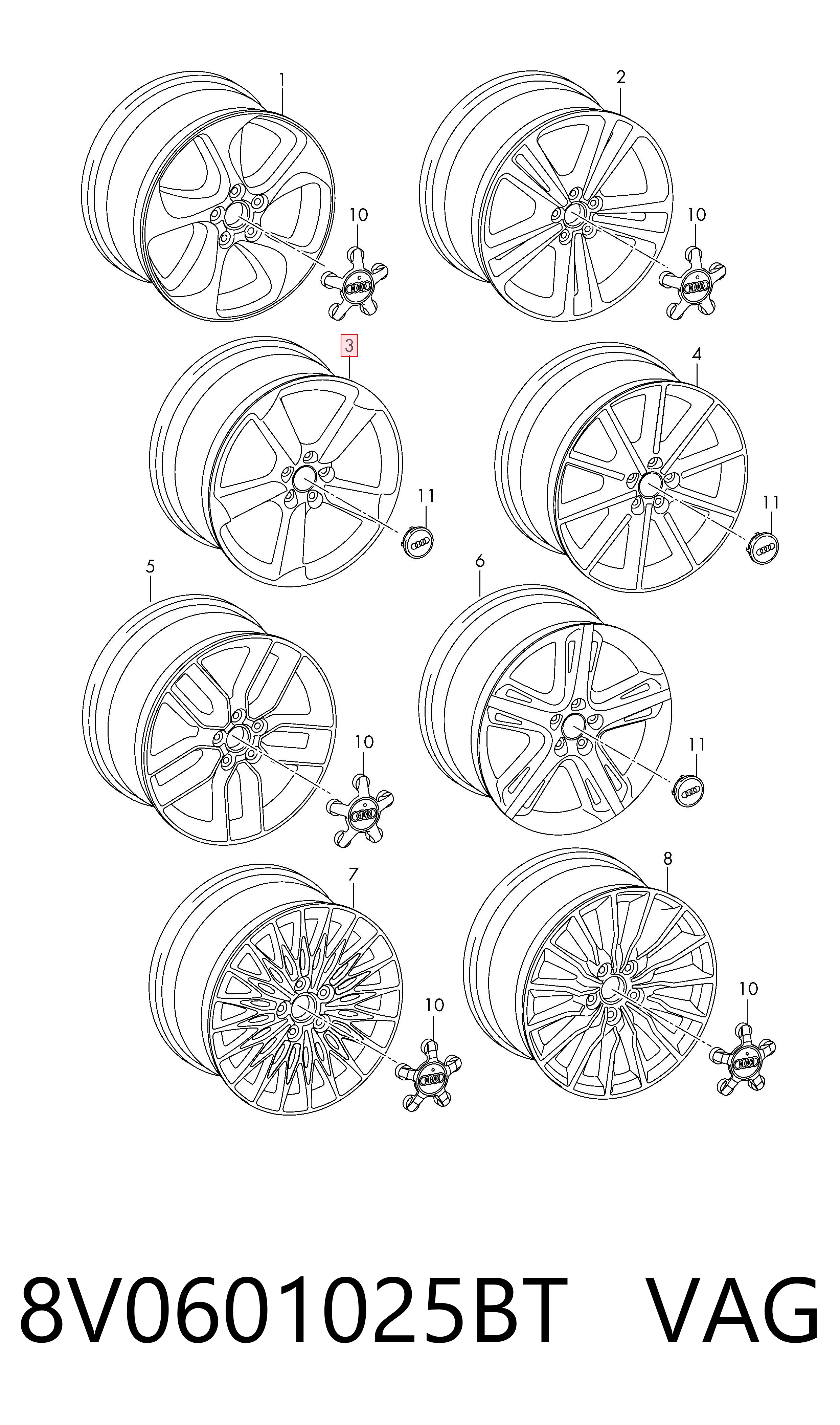 8V0601025BT VAG Оригинальные диски