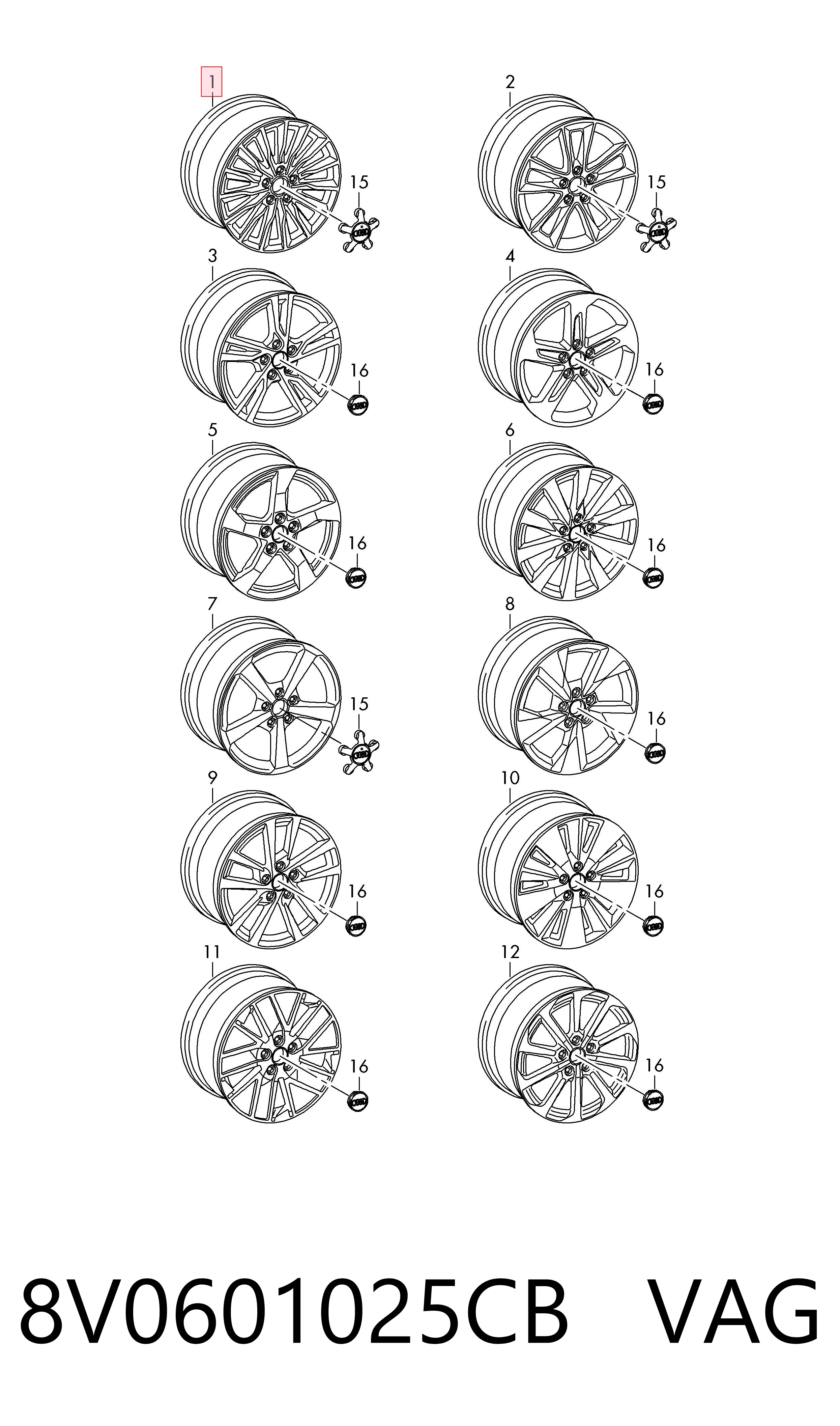 8V0601025CB VAG Оригинальные диски
