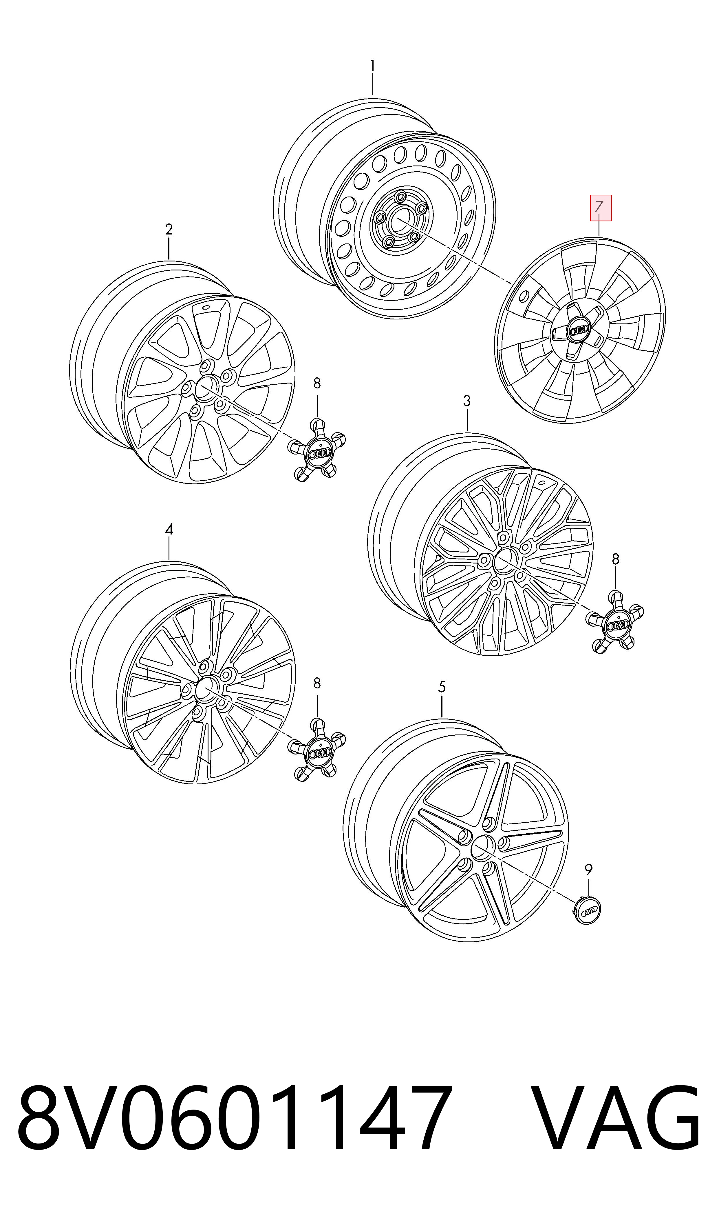 8V0601147 VAG Колпаки на диски