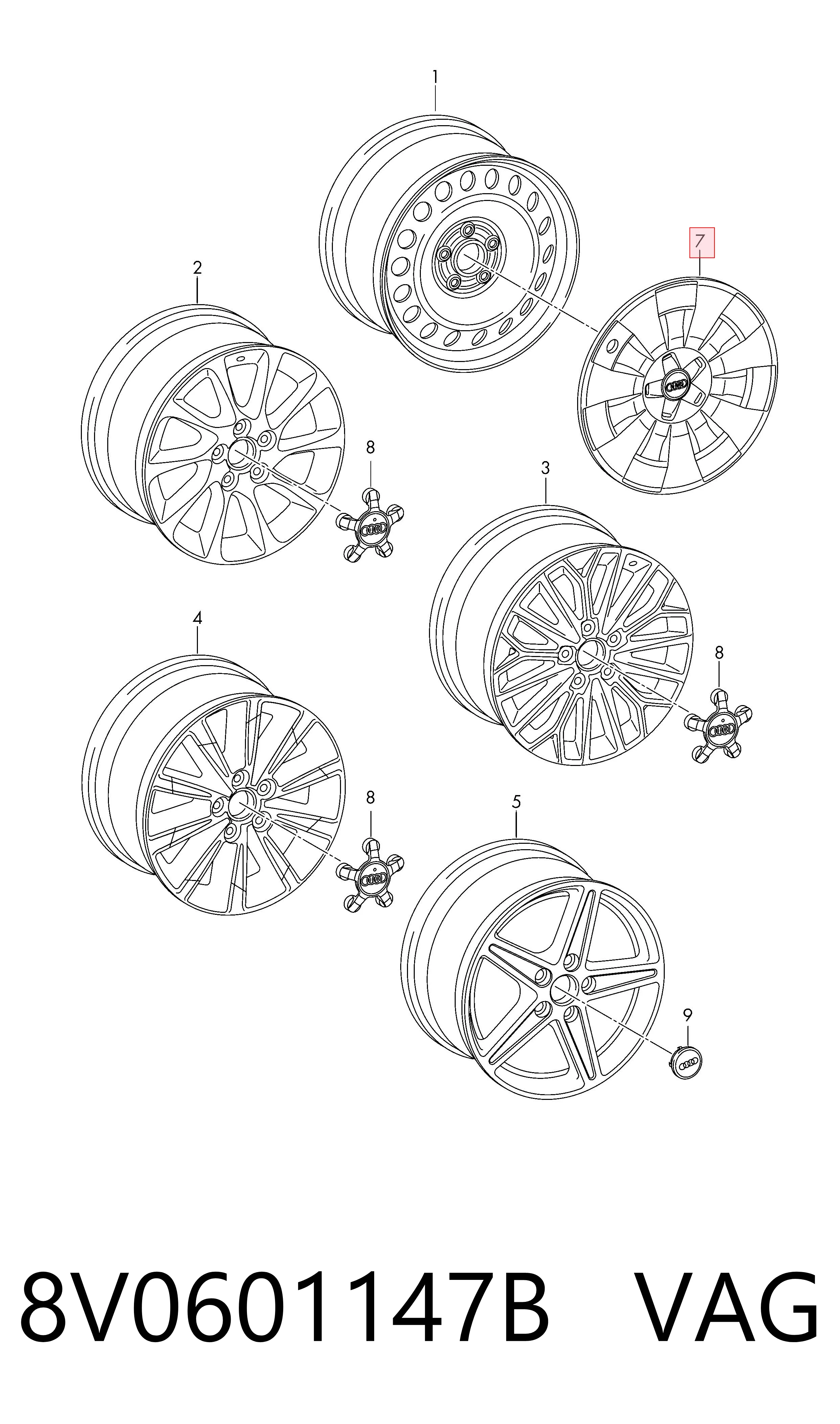 8V0601147B VAG Колпаки на диски
