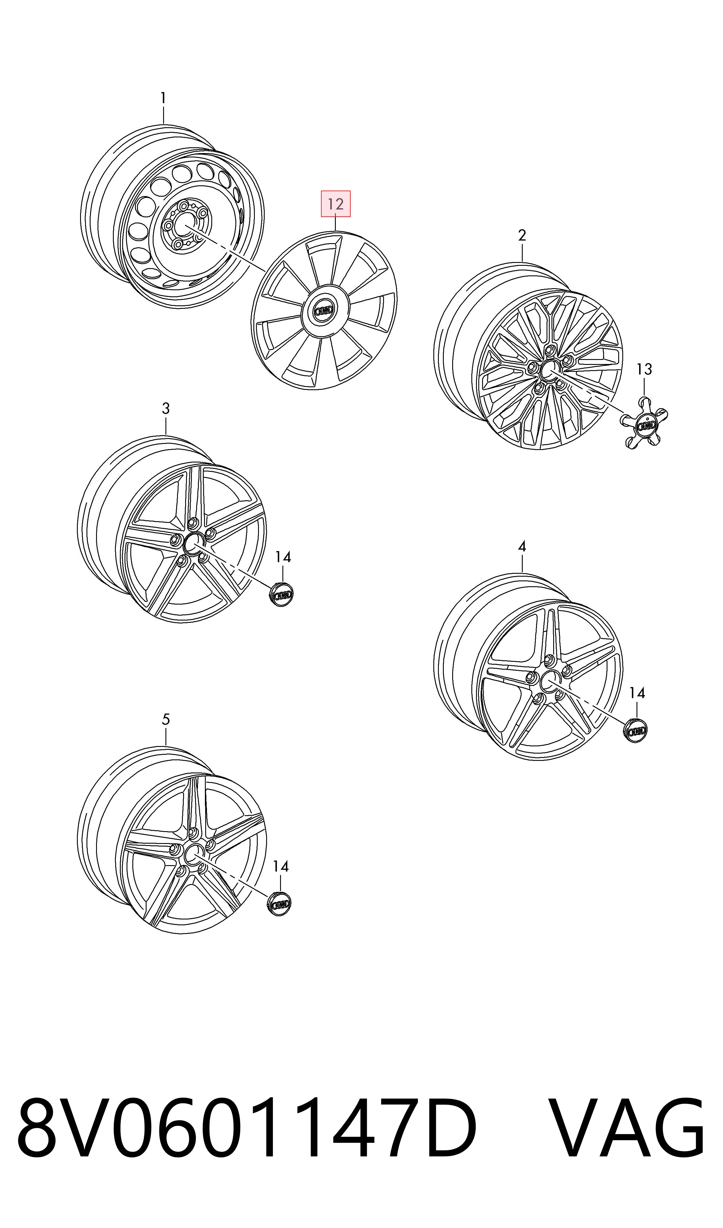 8V0601147D VAG Колпаки на диски