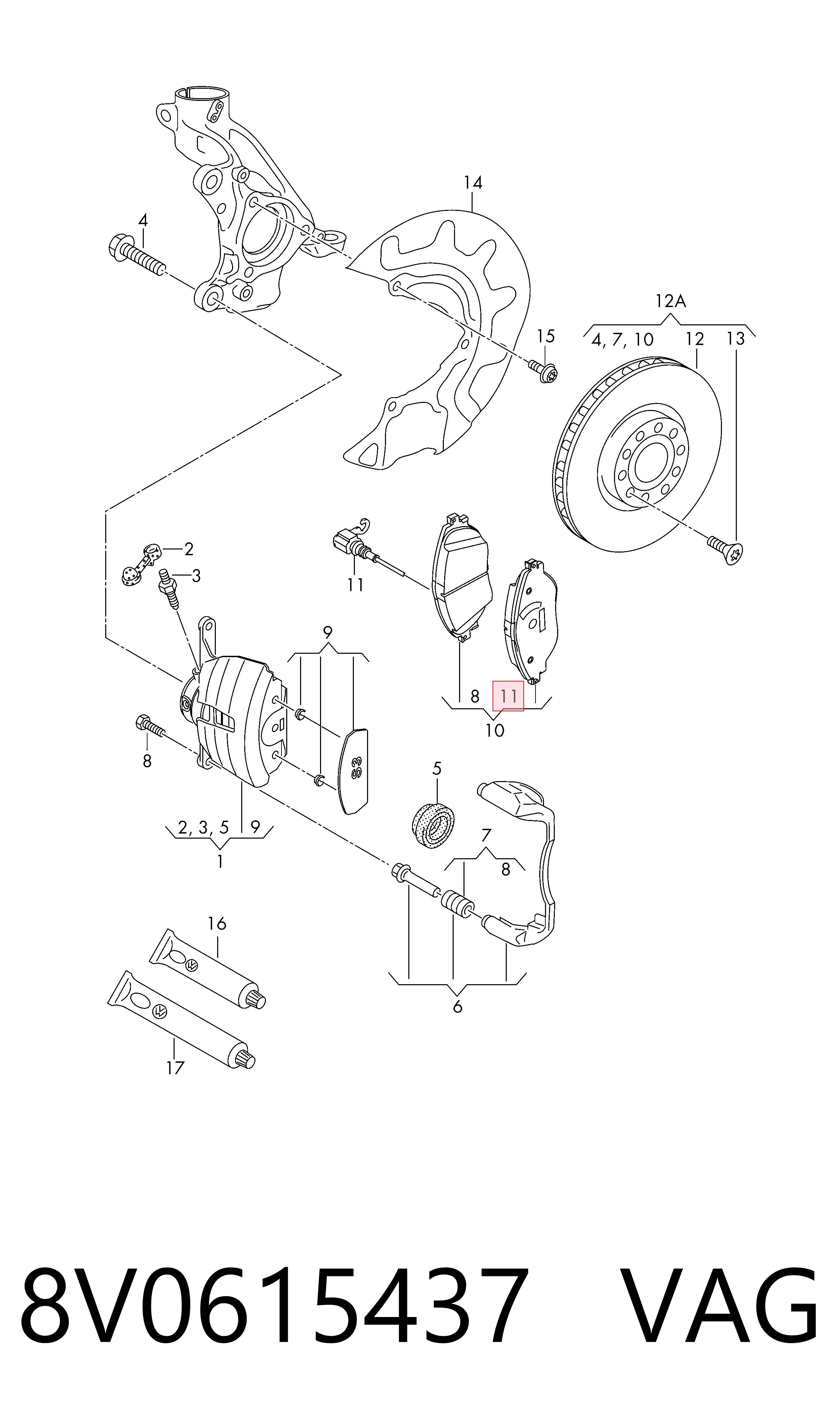 8V0615437 VAG Датчик износа тормозных колодок