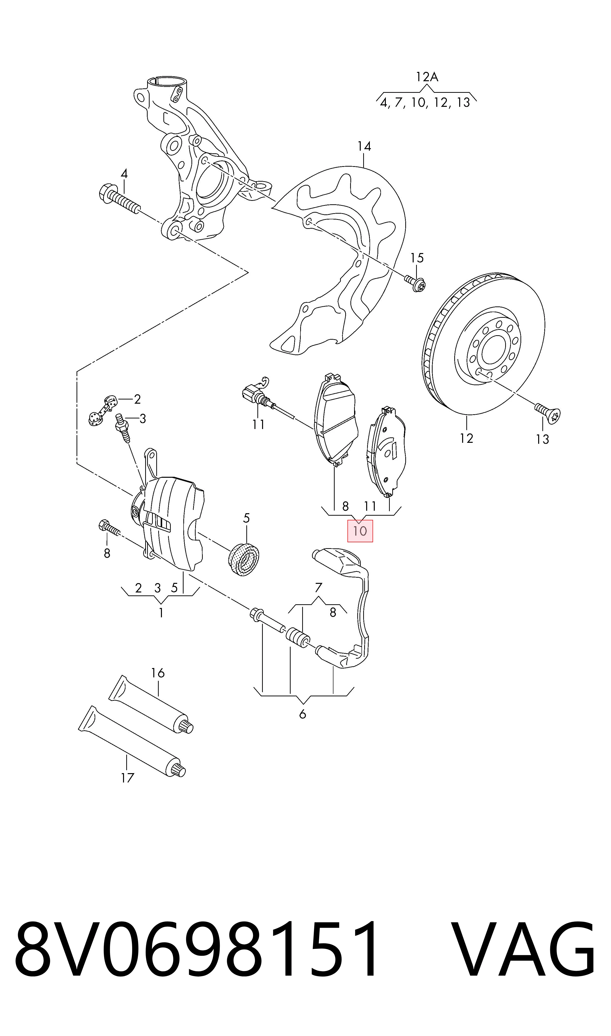 8V0698151 VAG Колодки передние