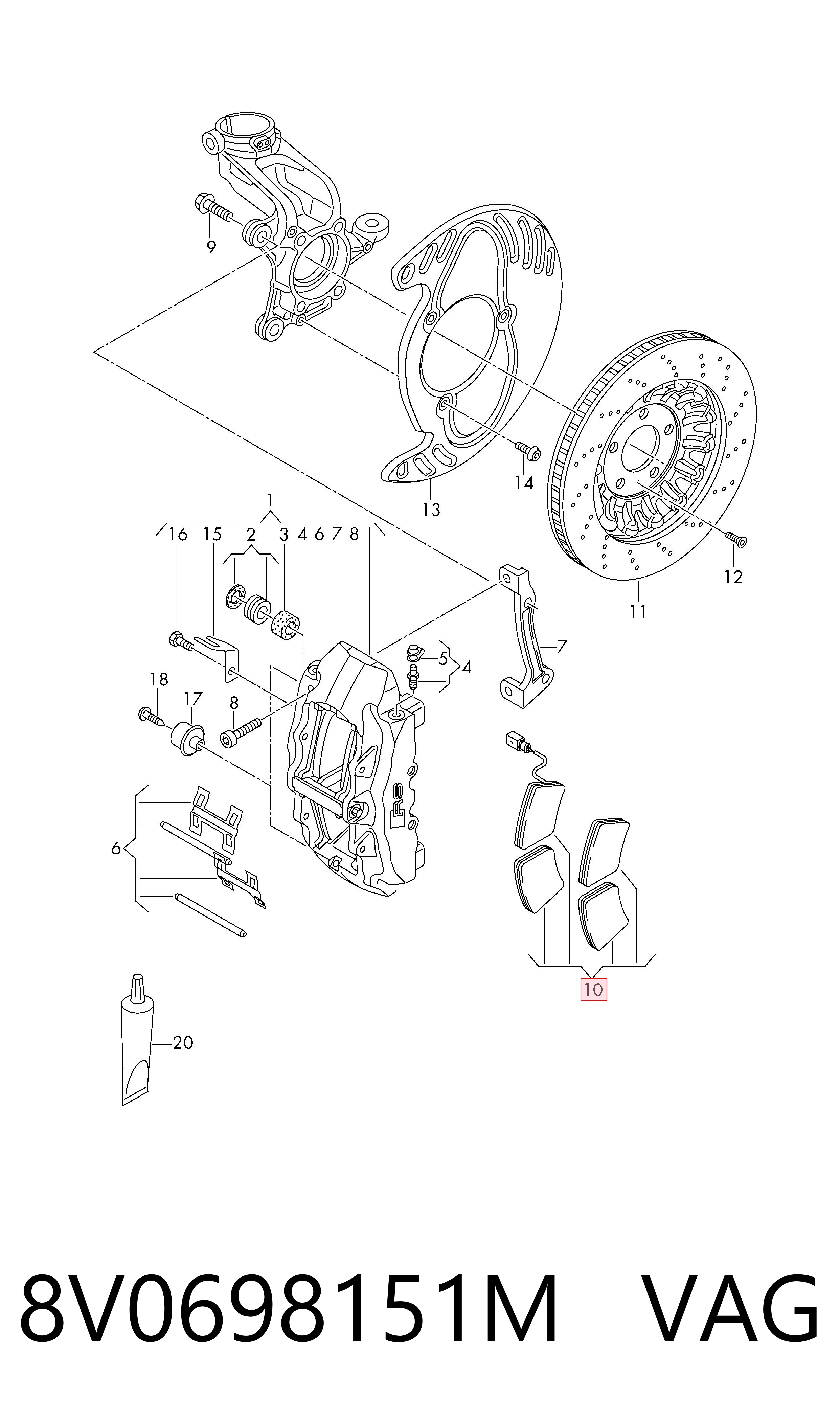 8V0698151M VAG Колодки передние