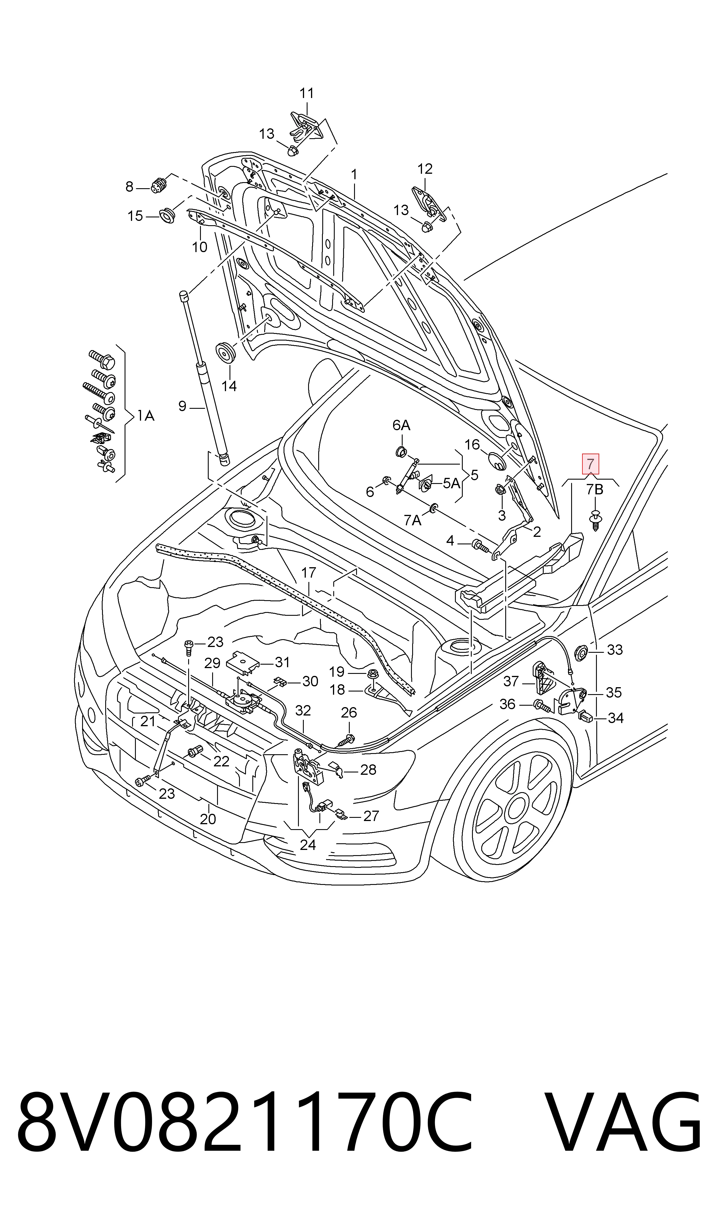 8V0821170C VAG Заглушка жабо боковая