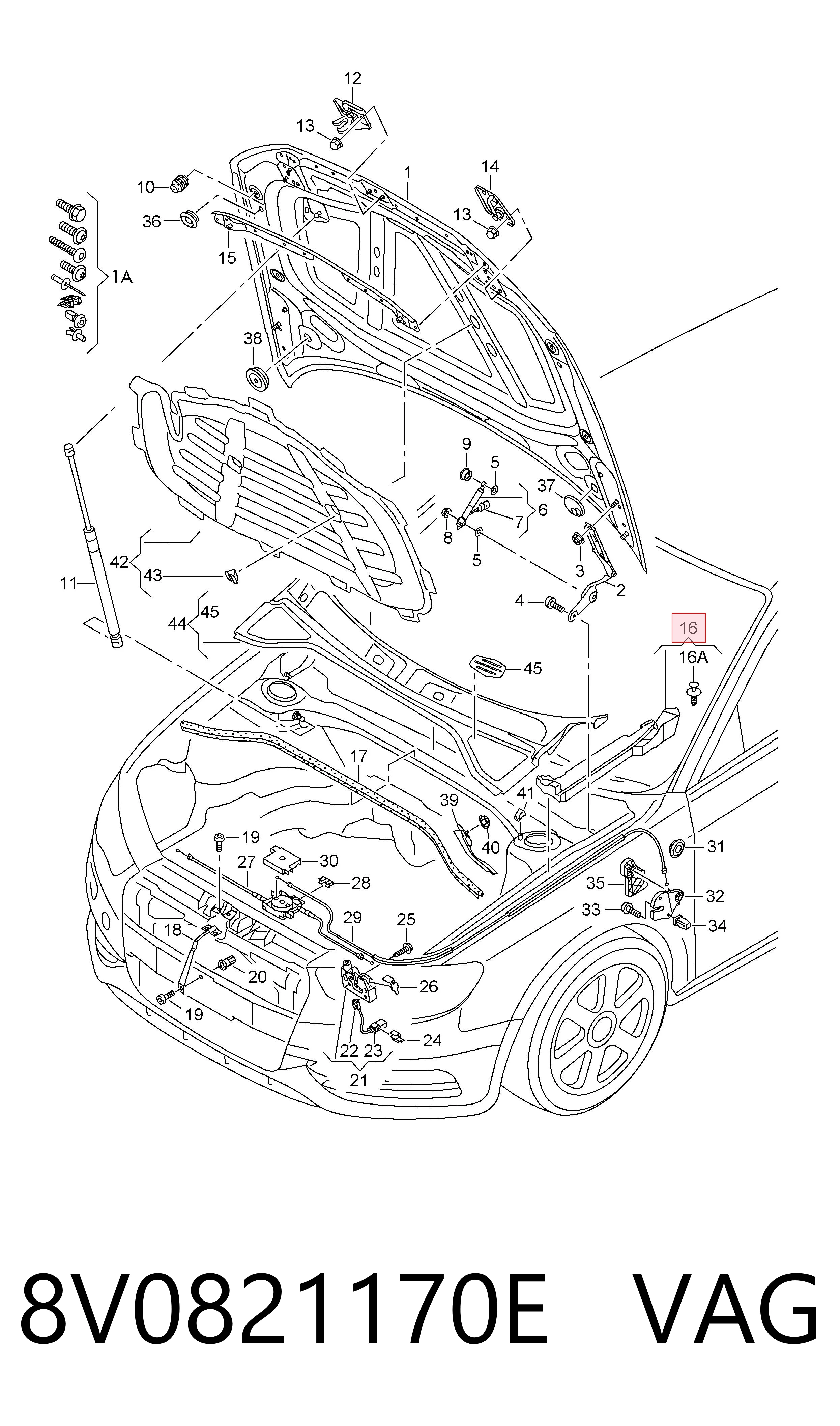 8V0821170E VAG Заглушка жабо боковая