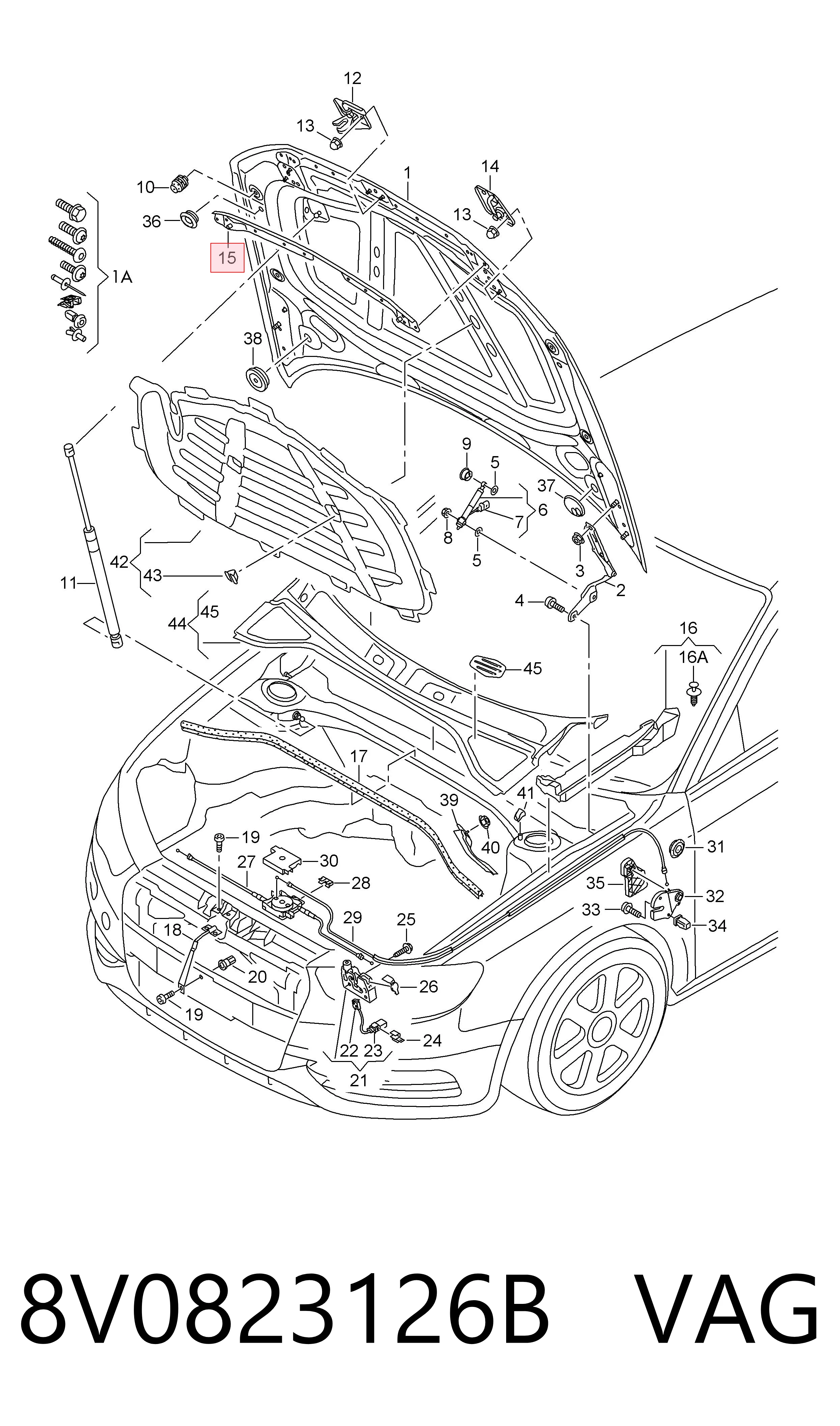 Купить 8V0823126B VAG Уплотнитель капота