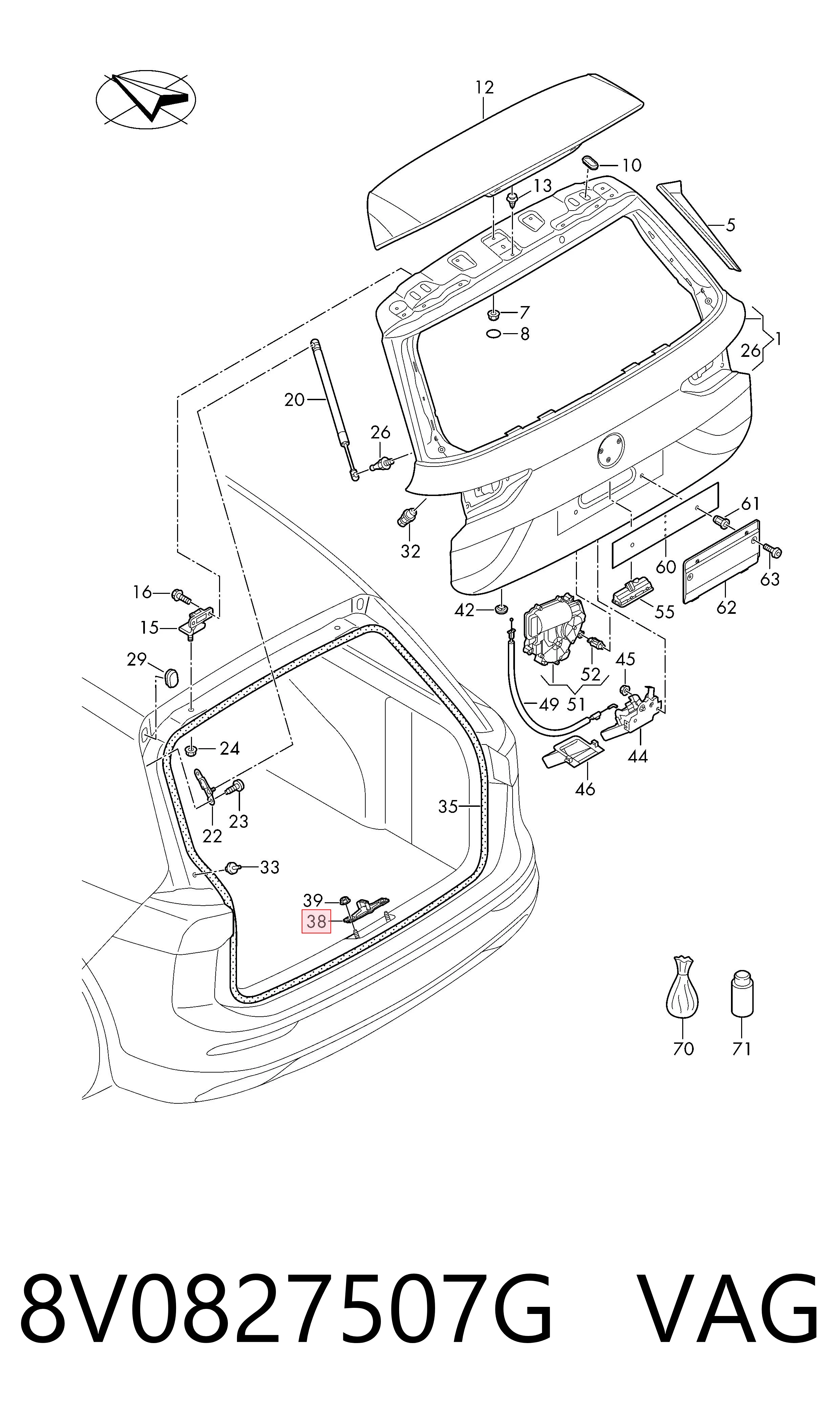 Купить 8V0827507B Bentley Зацеп замка крышки багажника