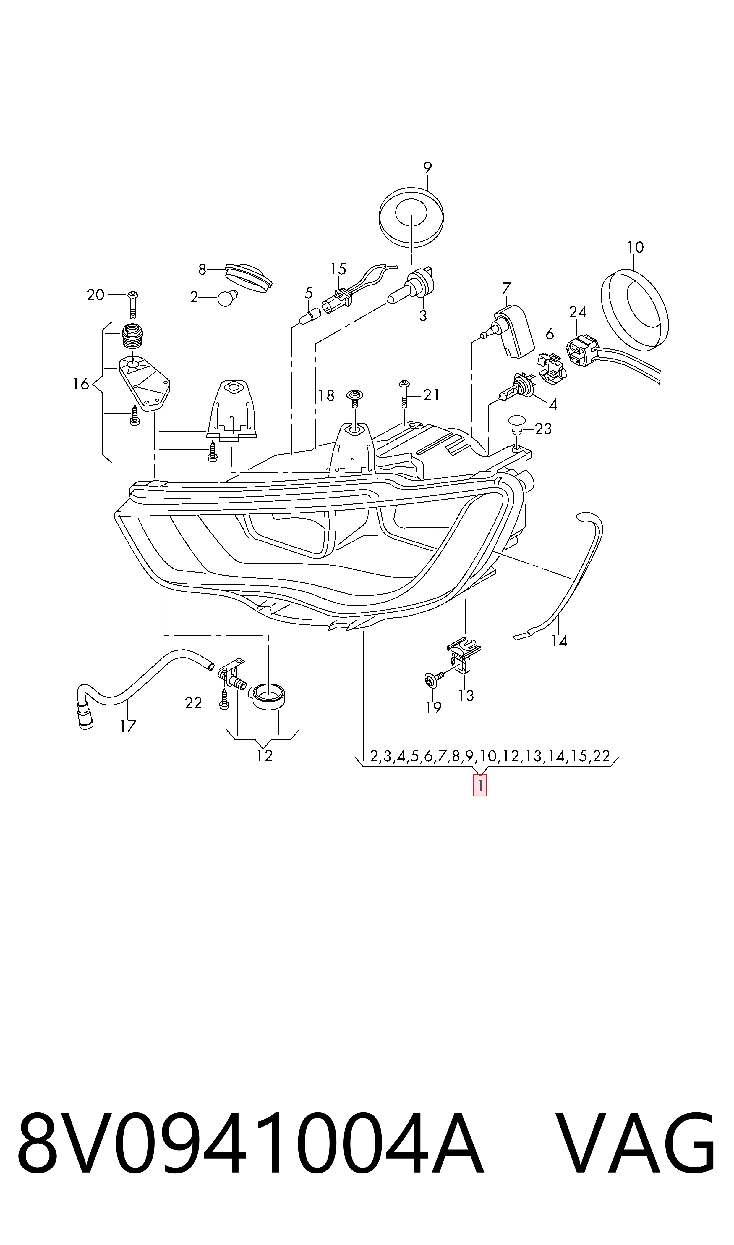 8V0941004A VAG Фара передняя правая