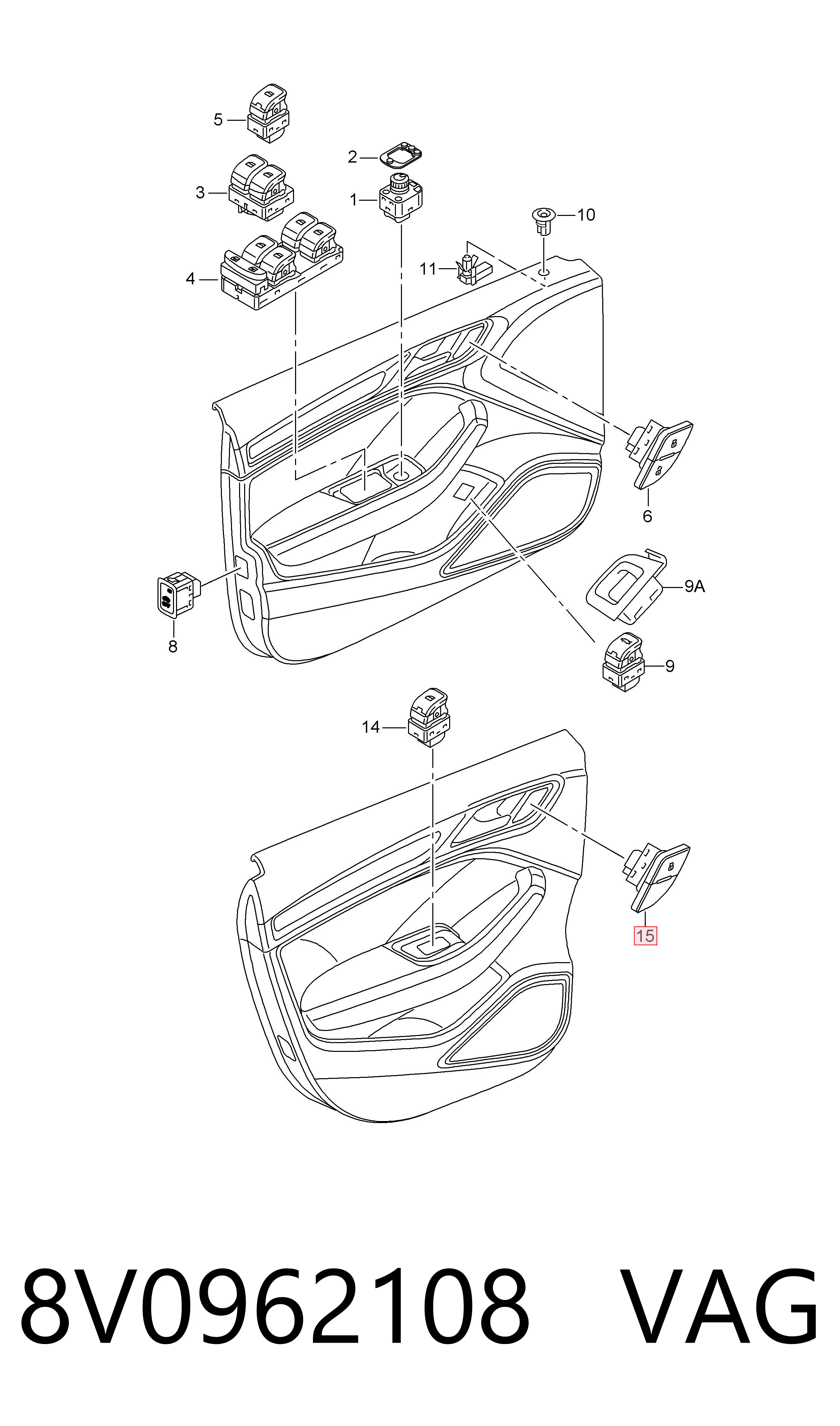 8V0962108 VAG Кнопка центрального замка