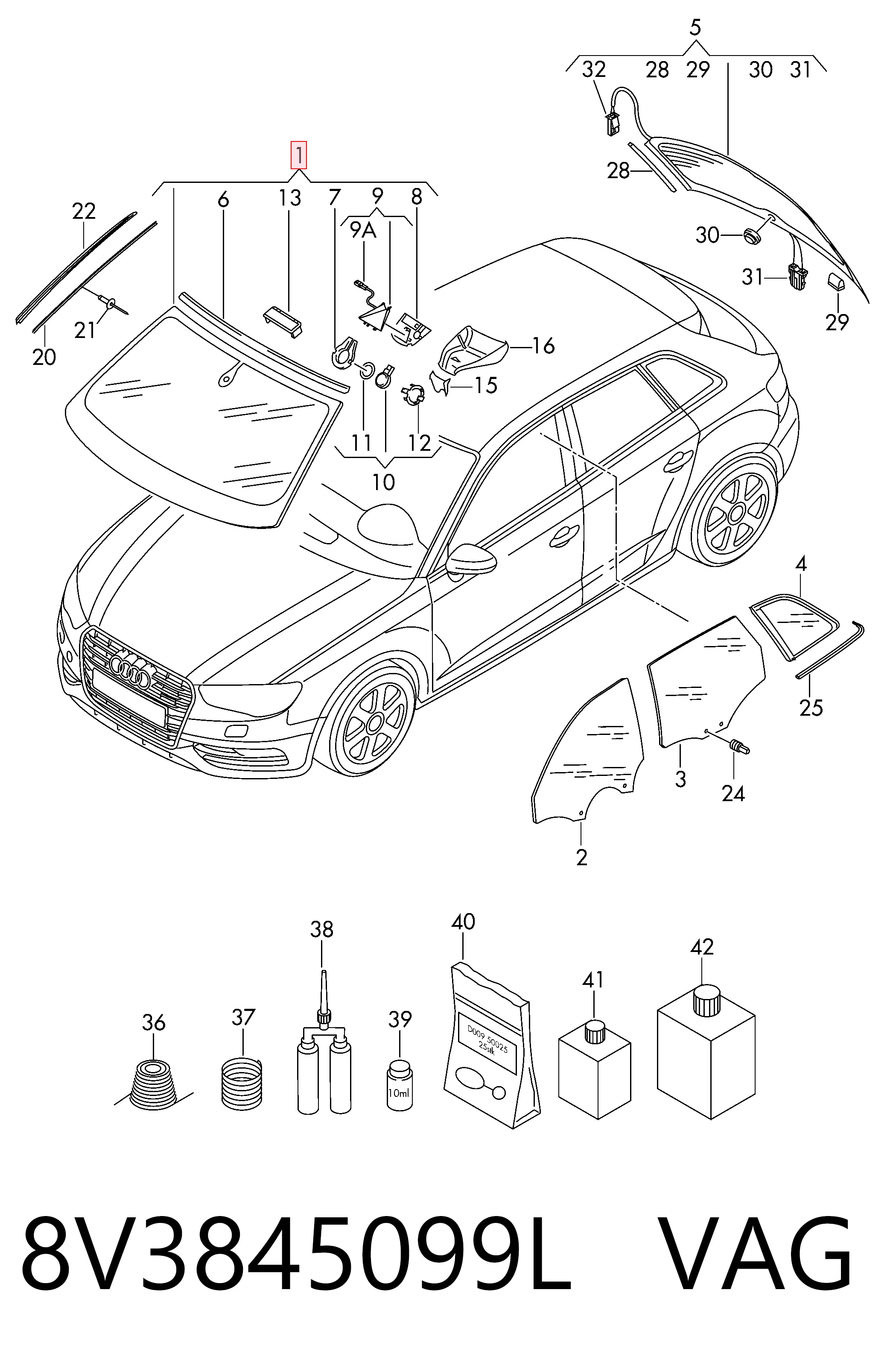 8V3845099L VAG Автостекло