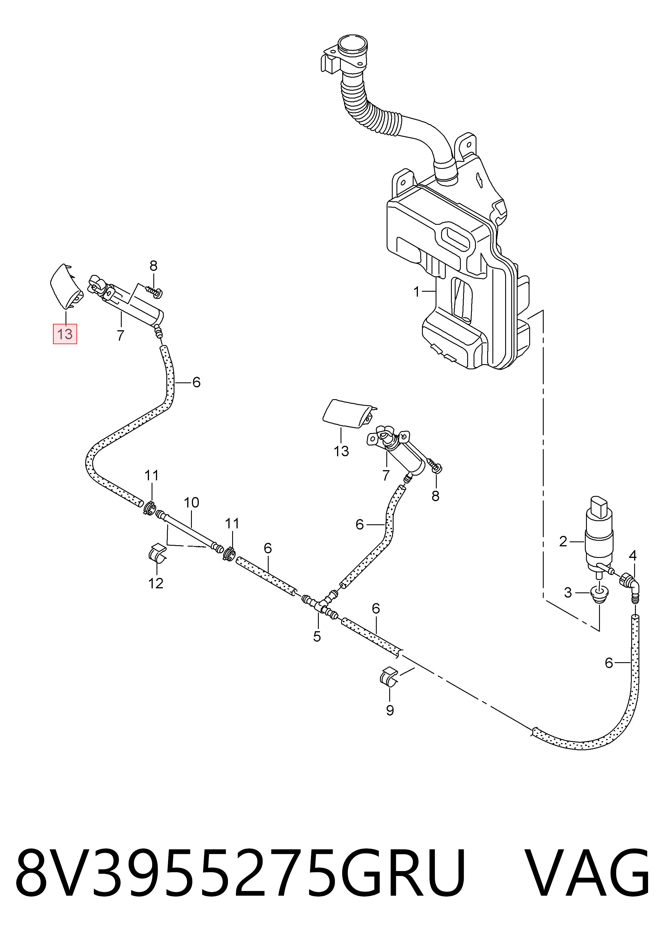 Накладка форсунки омывателя передней фары VAG 8V3955275GRU