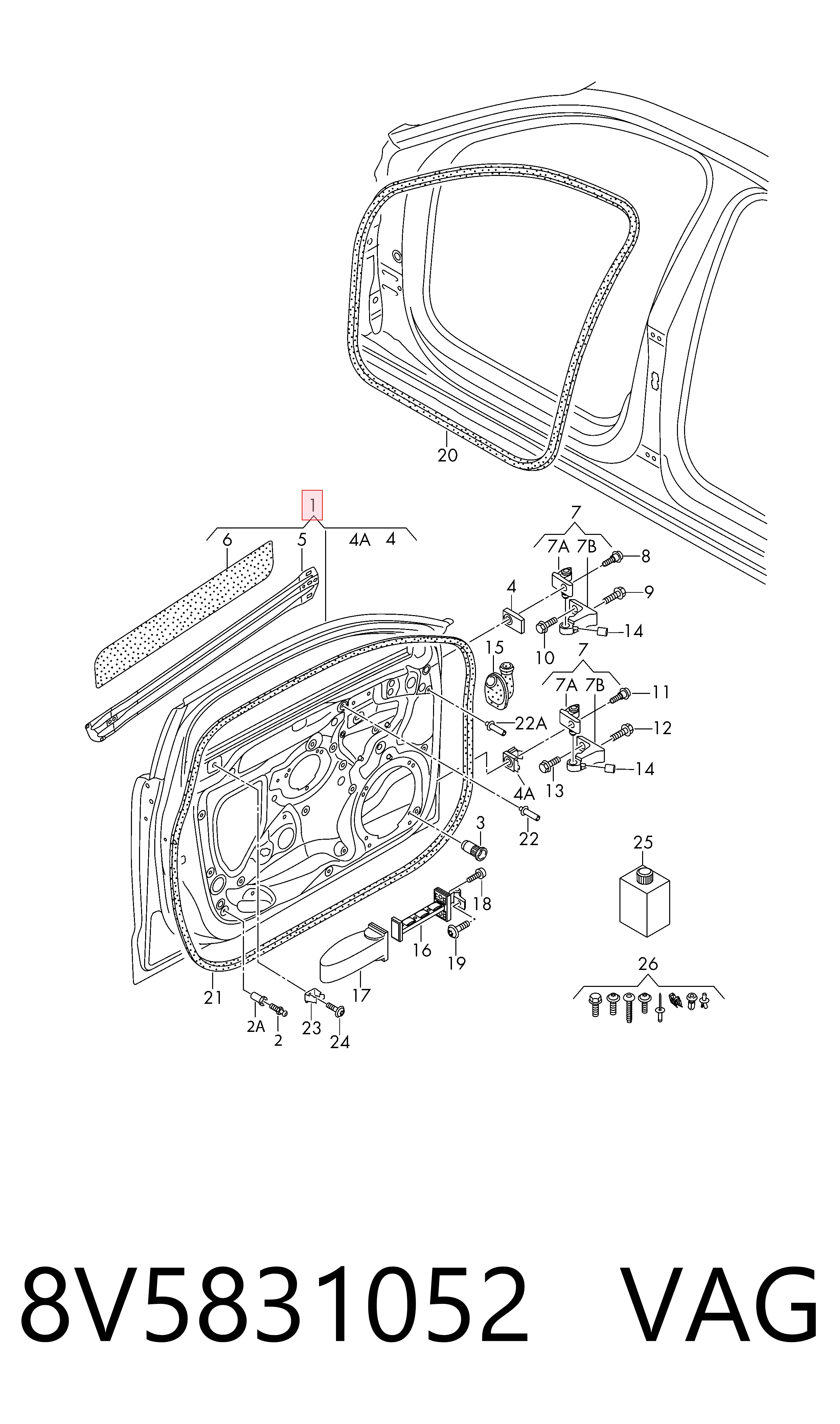 8V5831052 VAG Дверь передняя правая