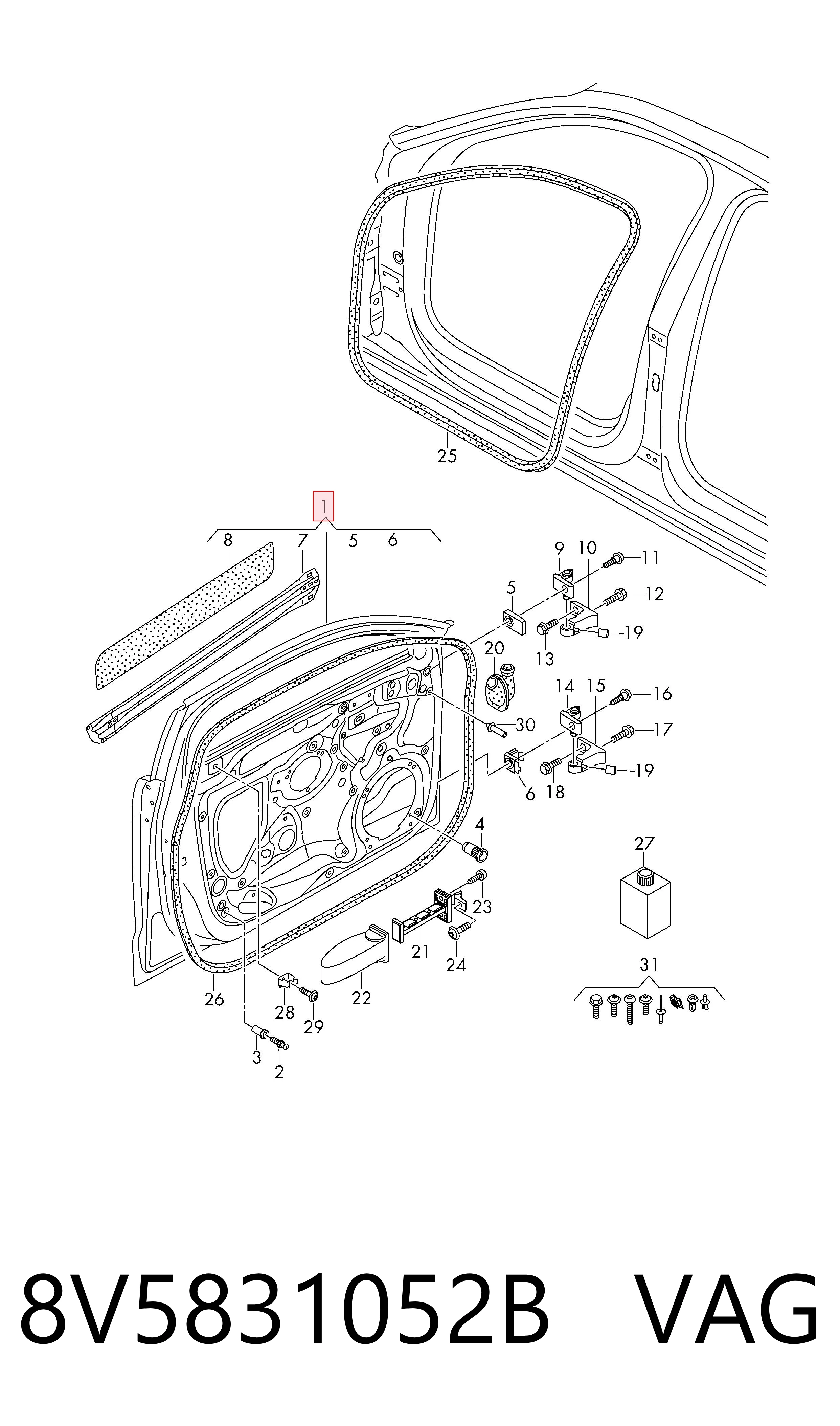 Дверь передняя правая Audi A3 седан (8VS, 8VM) (2013 - 2020) цена, от 629.24 USD