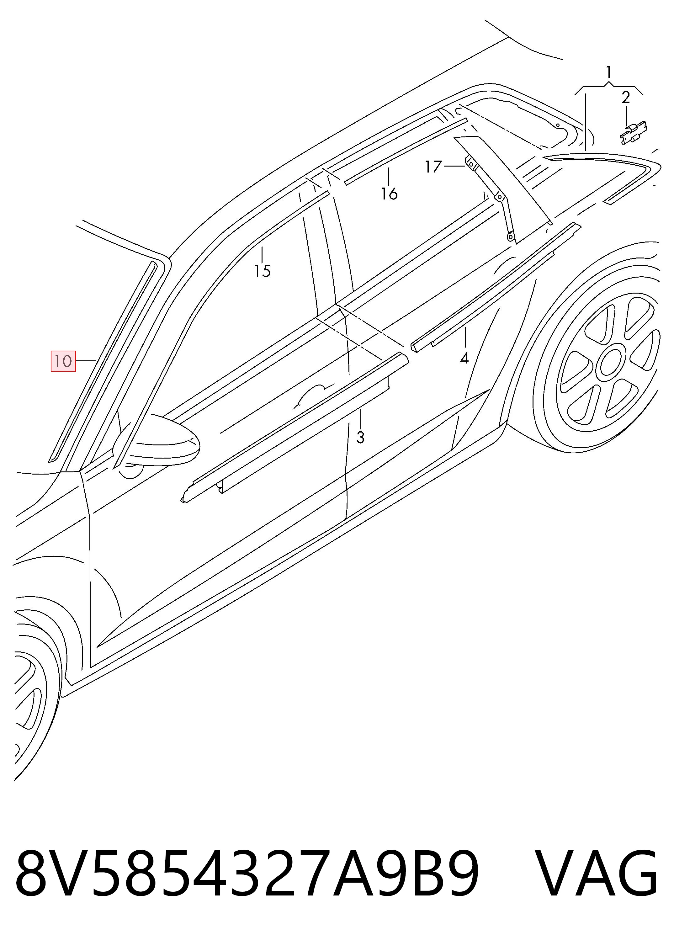 8V5854327A9B9 VAG Защитная накладка переднего стекла правая