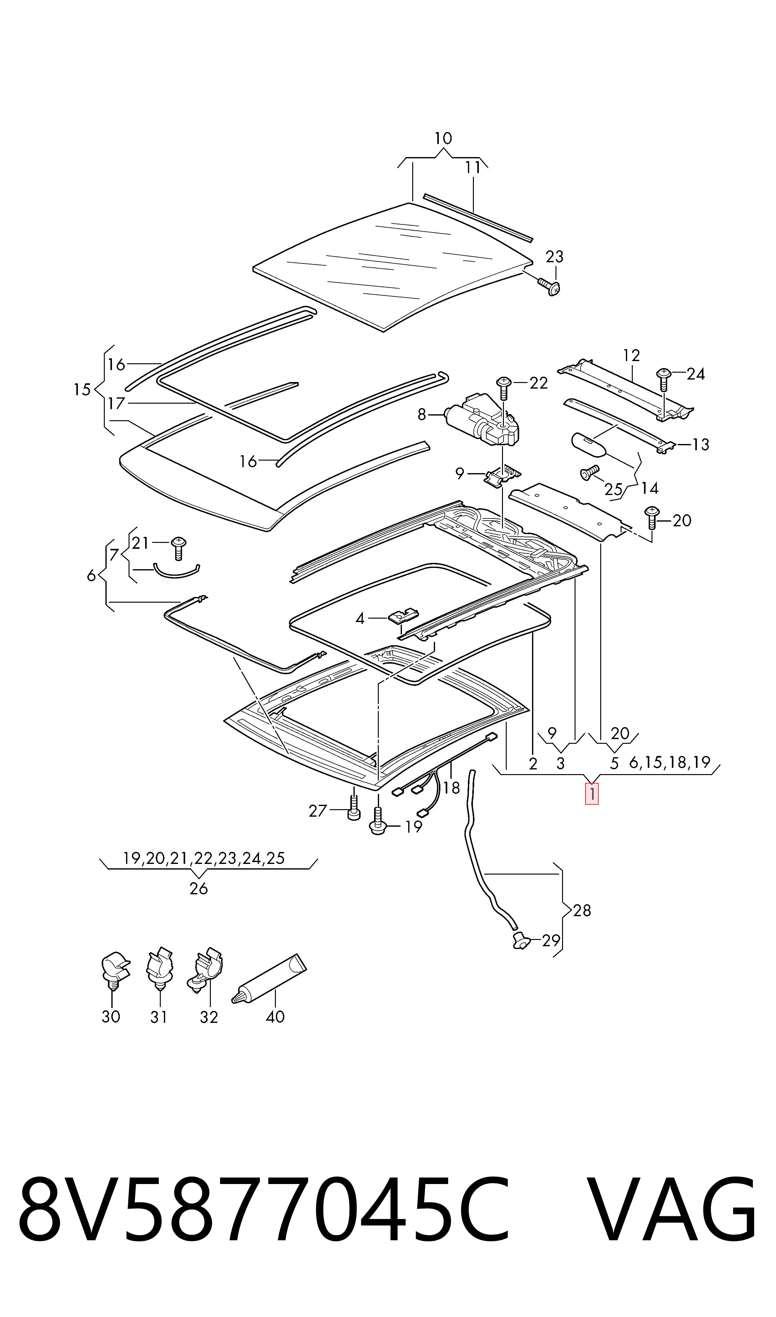 Рама люка VAG 8V5877041F цена, от 99.36 USD