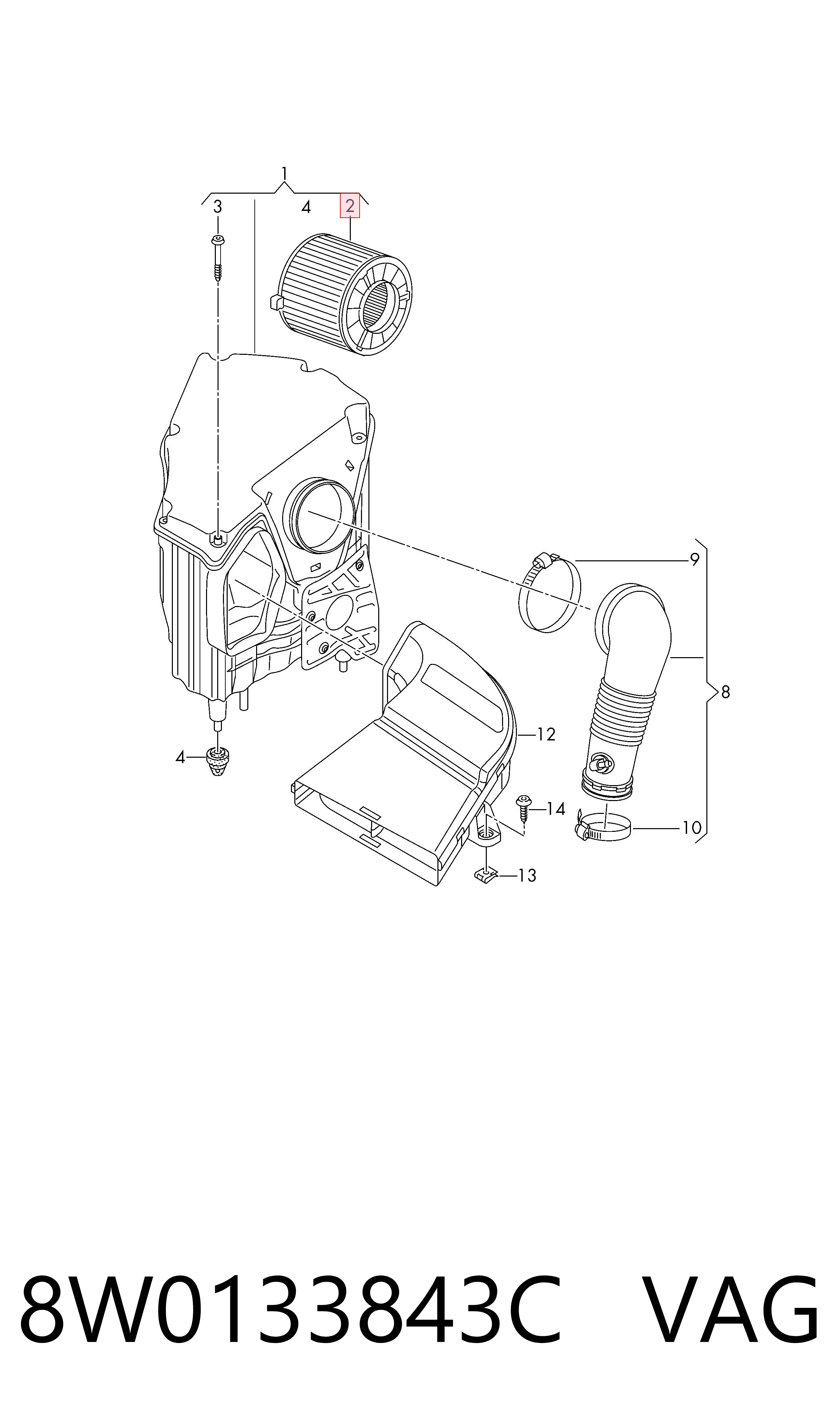 Элемент воздушного фильтра VAG 8W0133843C цена, от 35.25 USD