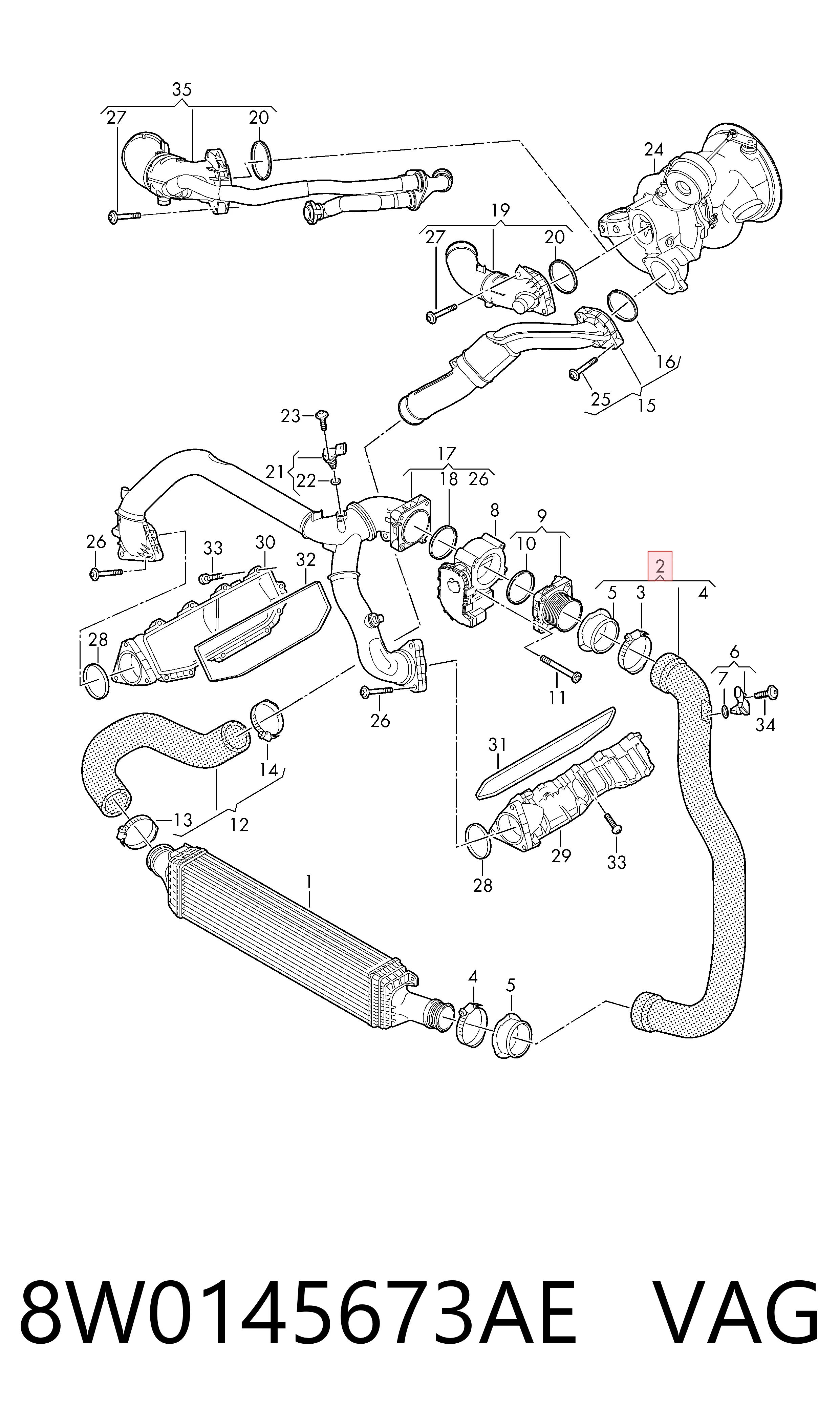 8W0145673AE VAG Патрубок интеркуллера