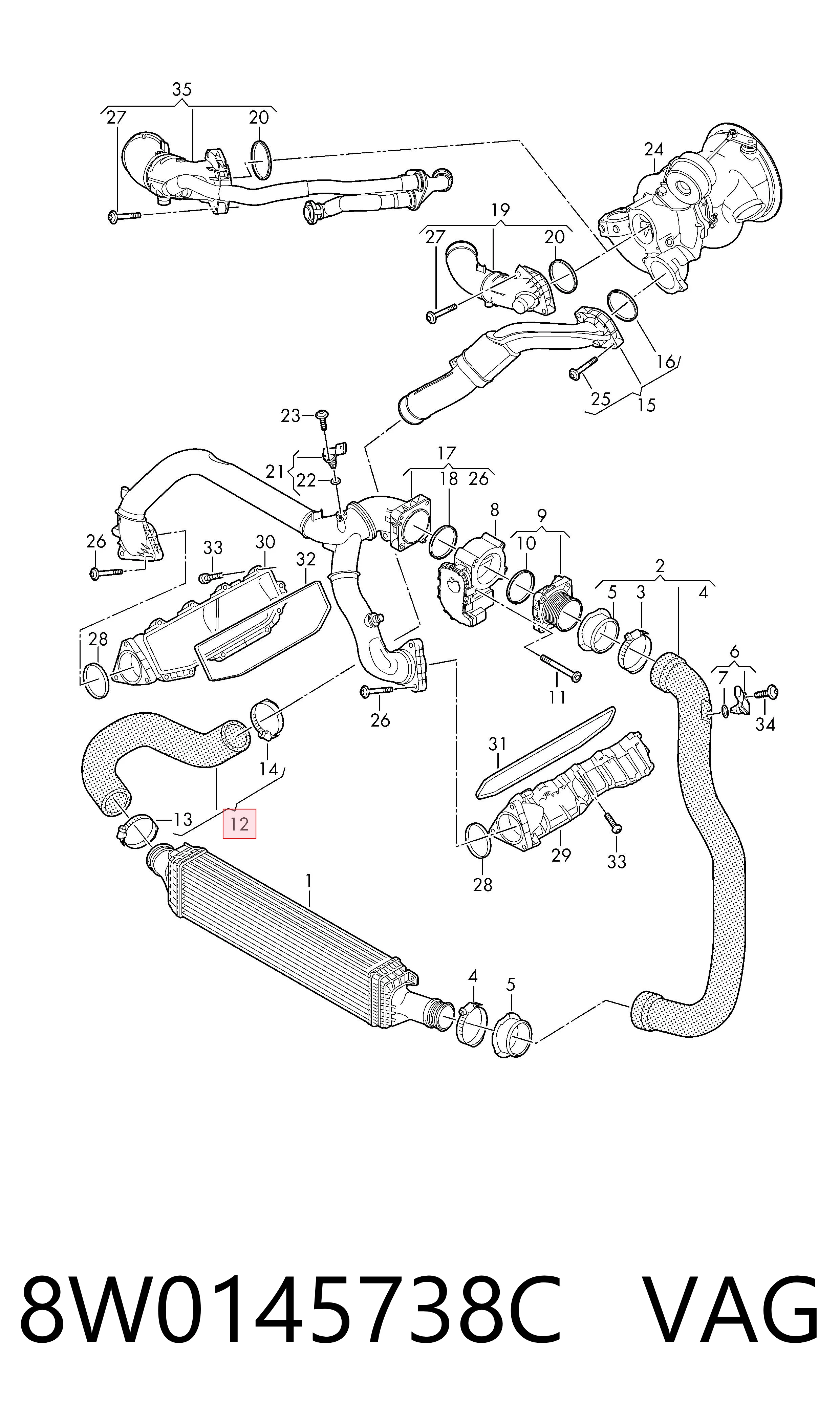 8W0145738C VAG Патрубок интеркуллера