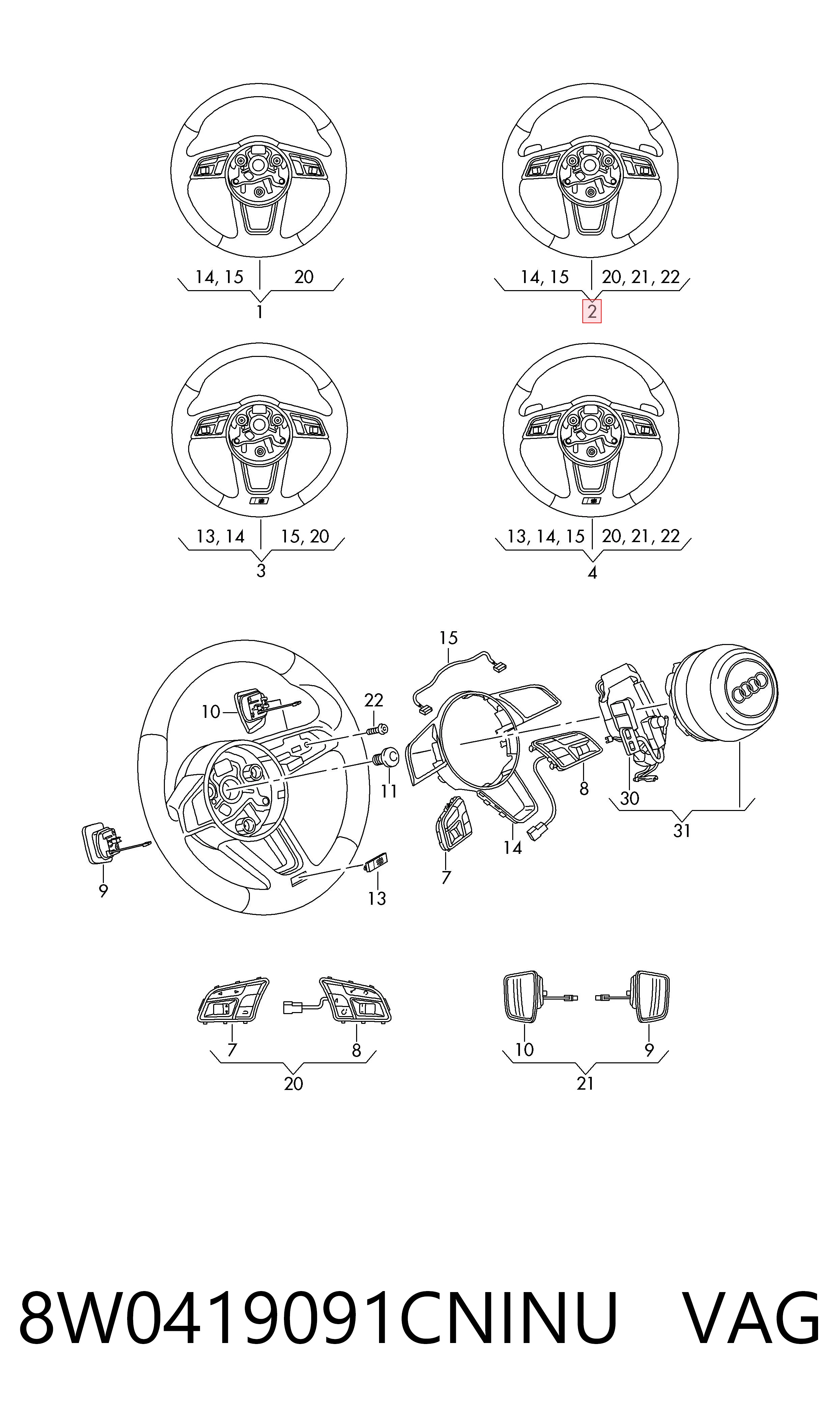 8W0419091CNINU VAG Колесо рулевое