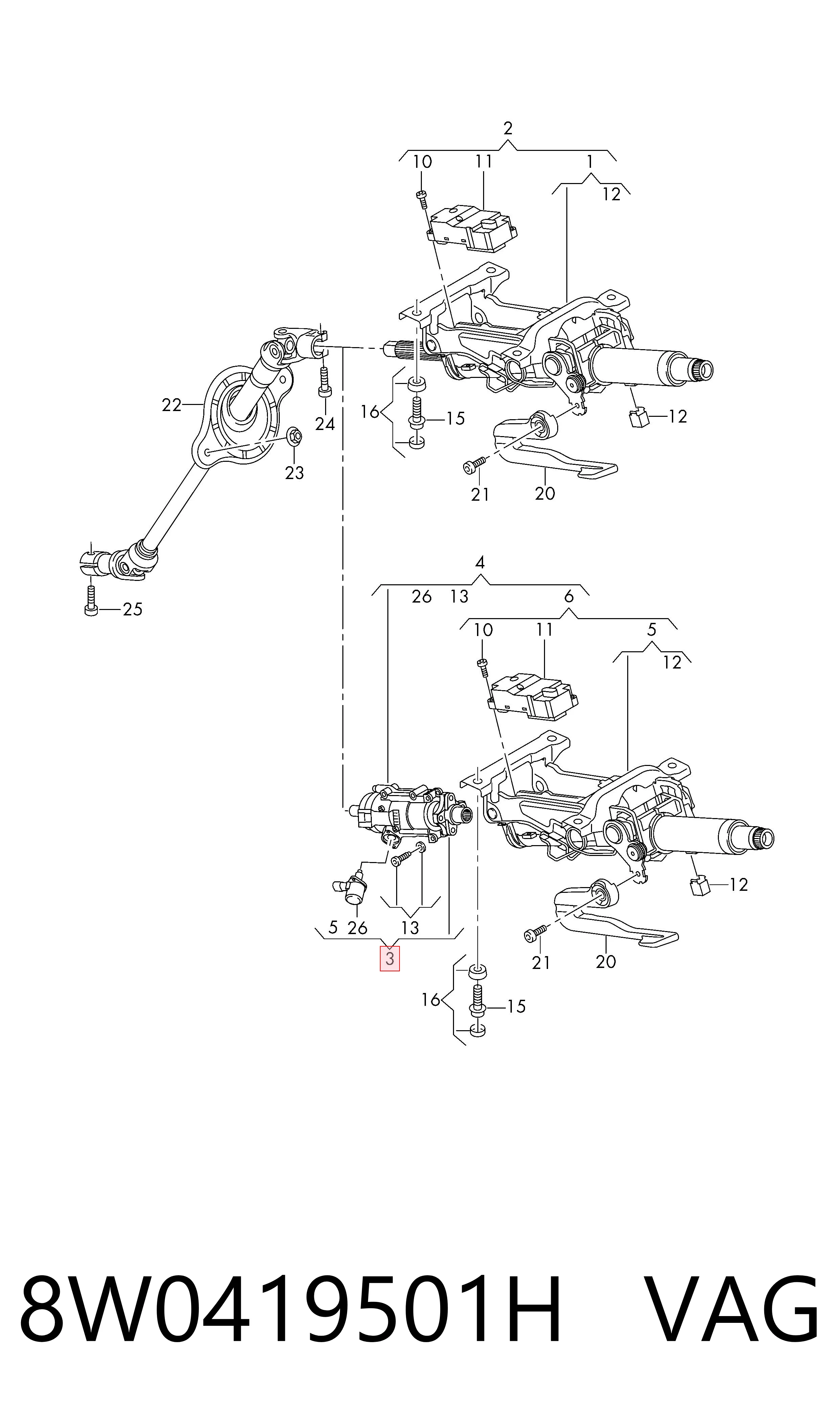 8W0419501H VAG Колонка рулевого управления