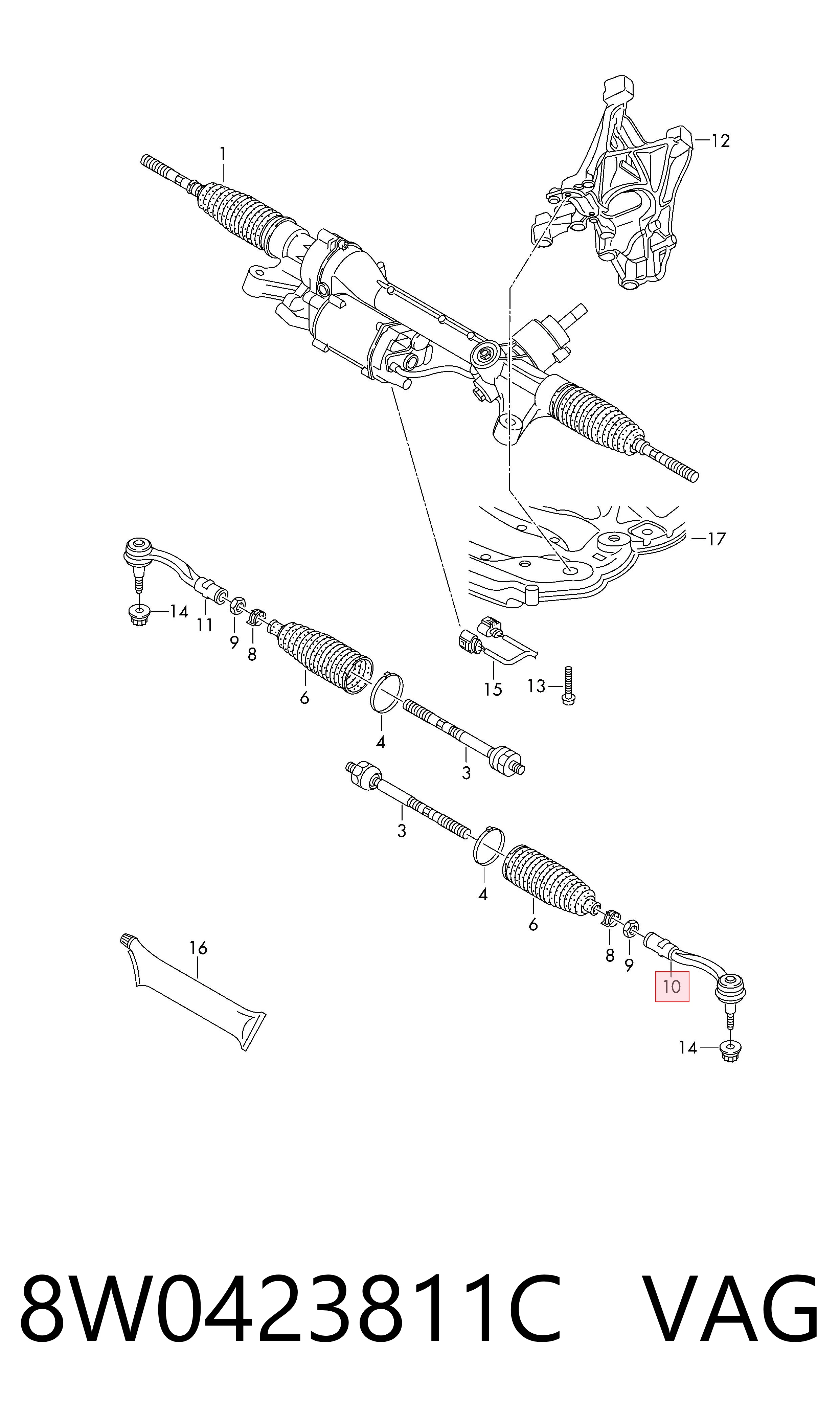 8W0423811C VAG Наружный наконечник рулевой тяги