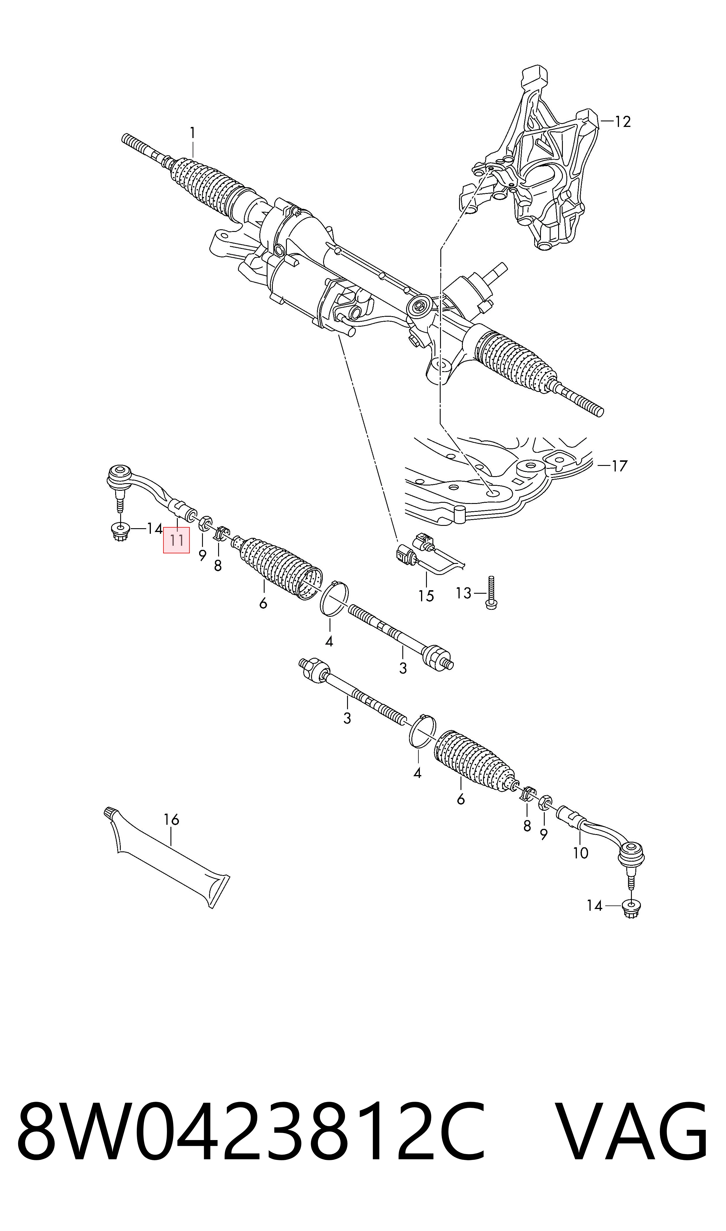 8W0423812C VAG Наружный наконечник рулевой тяги