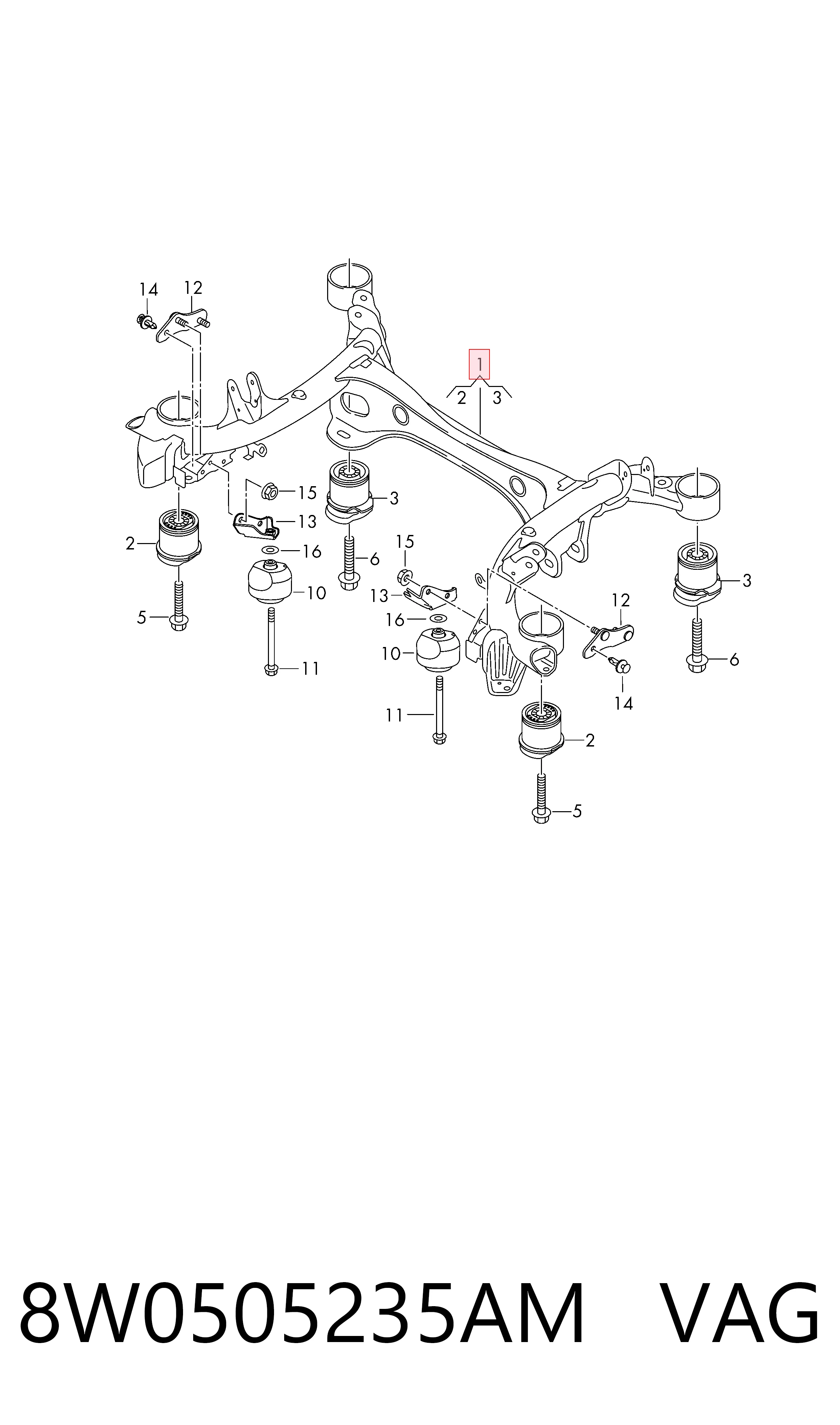 8W0505235AM VAG Подрамник задней подвески