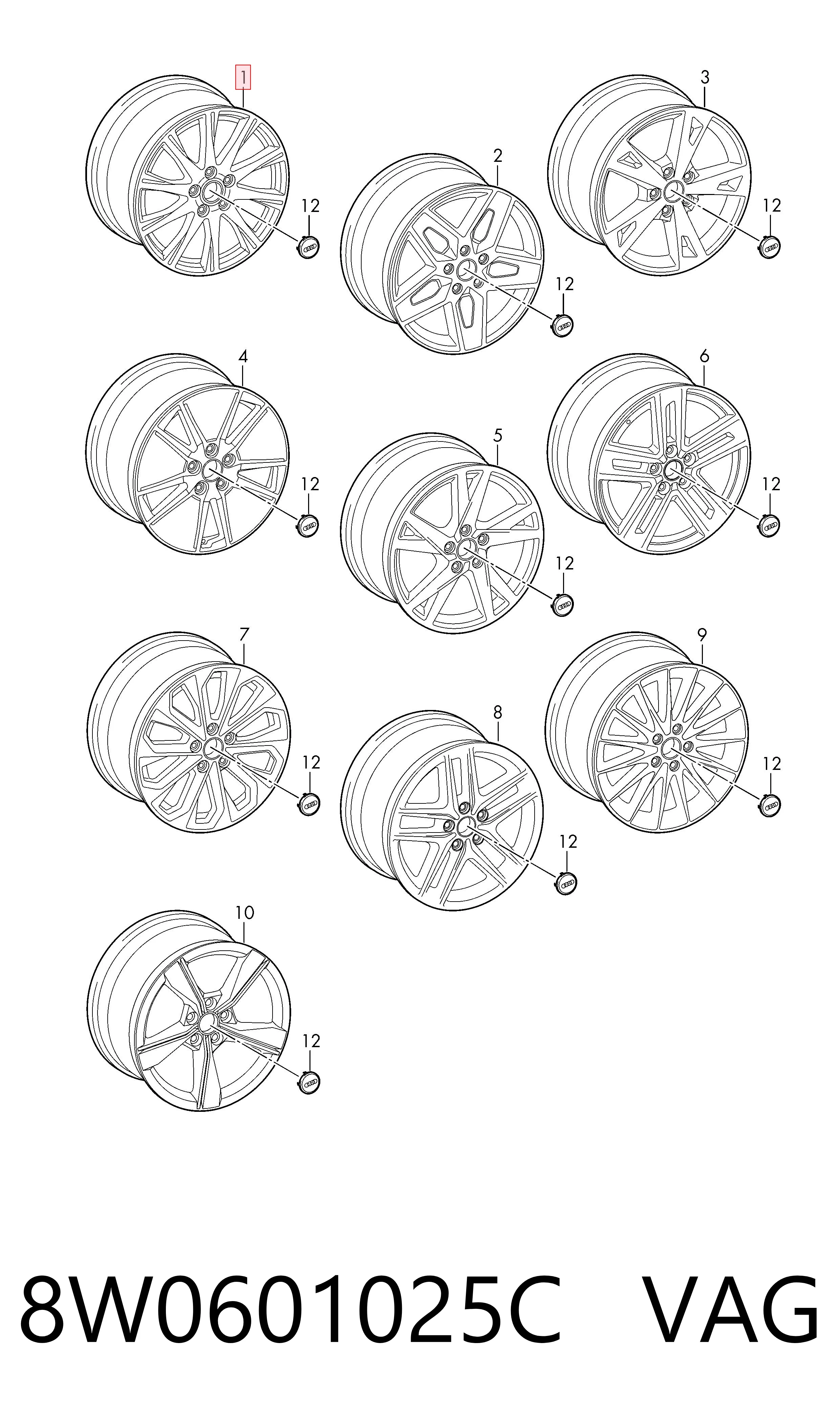 8W0601025C VAG Оригинальные диски