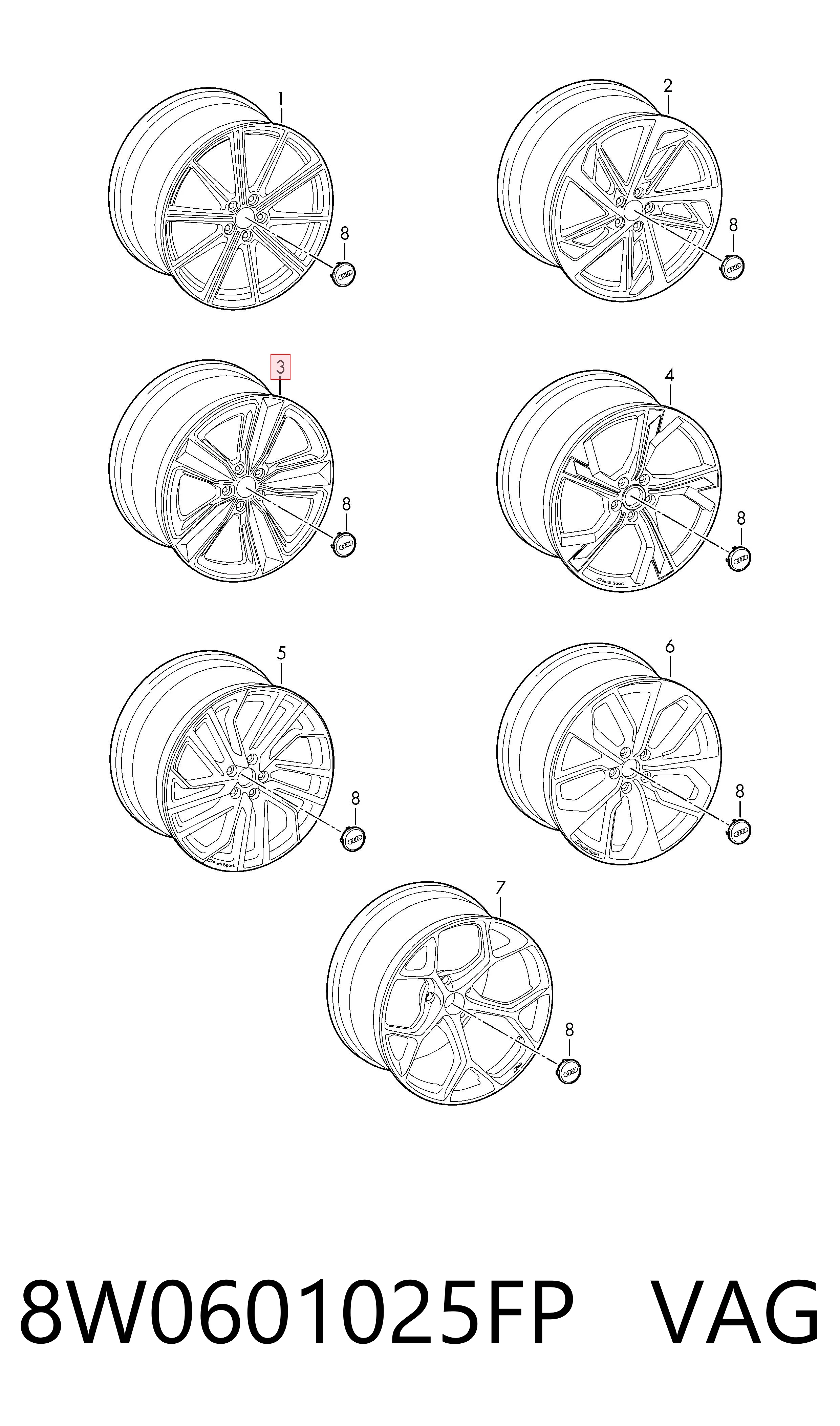 8W0601025FP VAG Оригинальные диски
