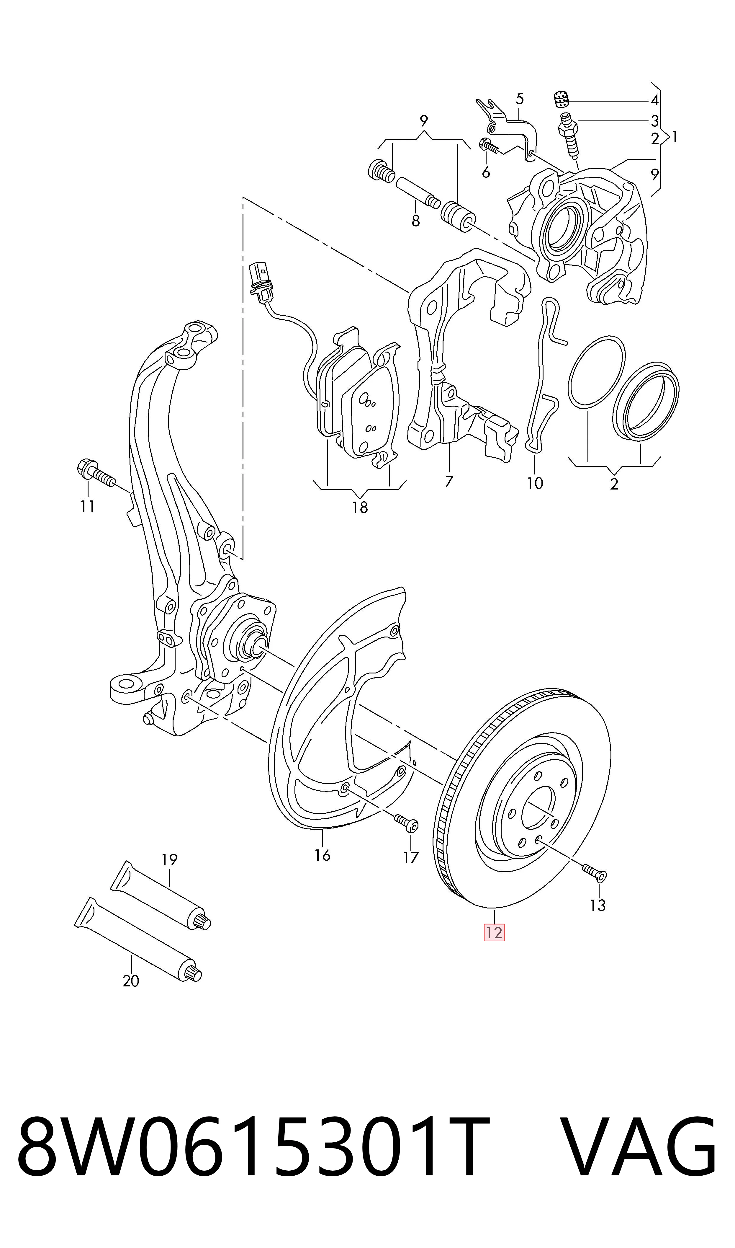 8W0615301T VAG Диск тормозной передний