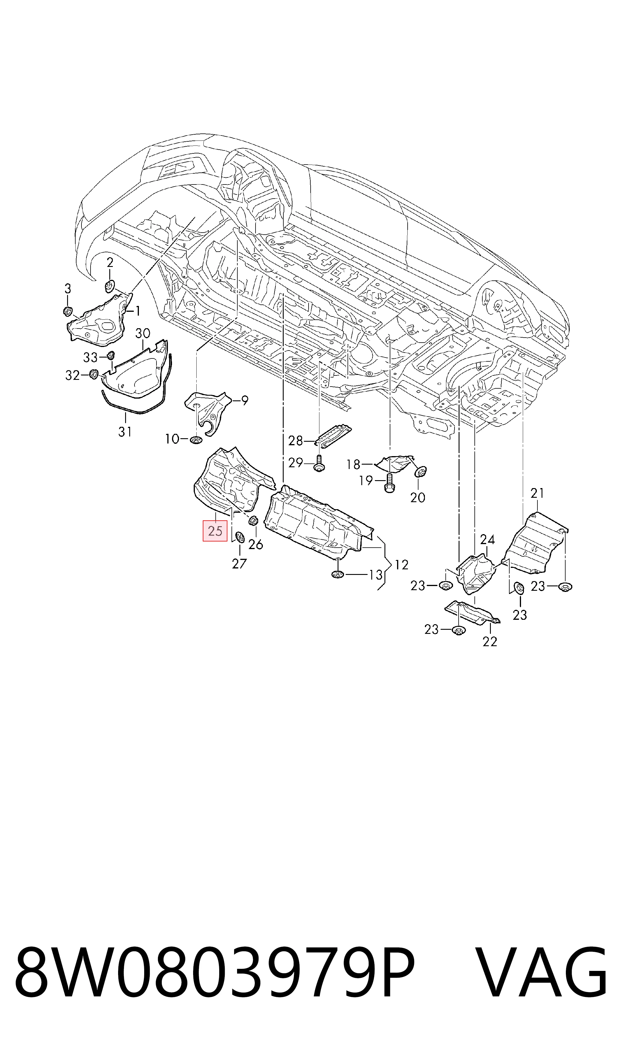8W0803979P VAG Тепловой экран выхлопной системы