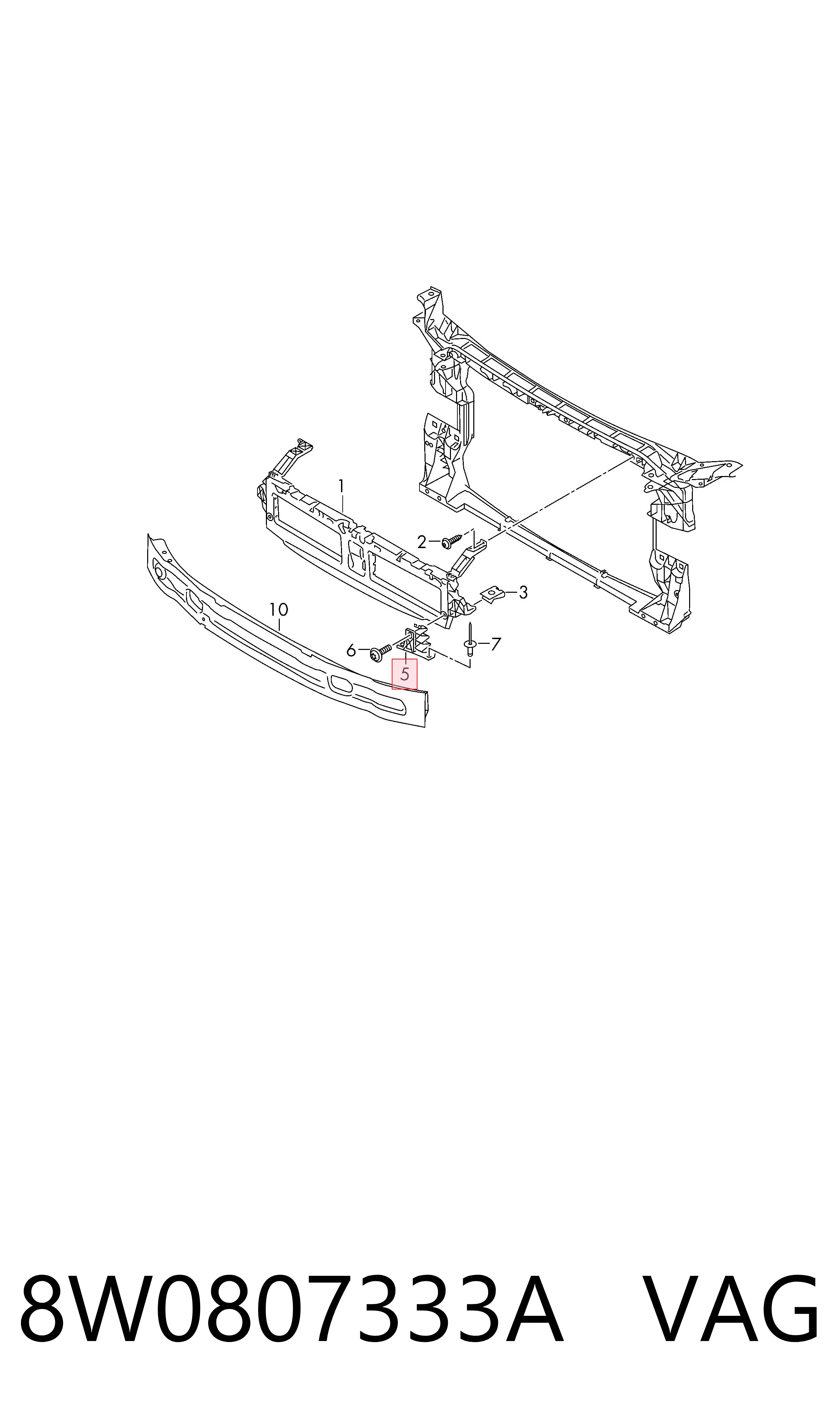 8W0807333A VAG Кронштейн решетки радиатора