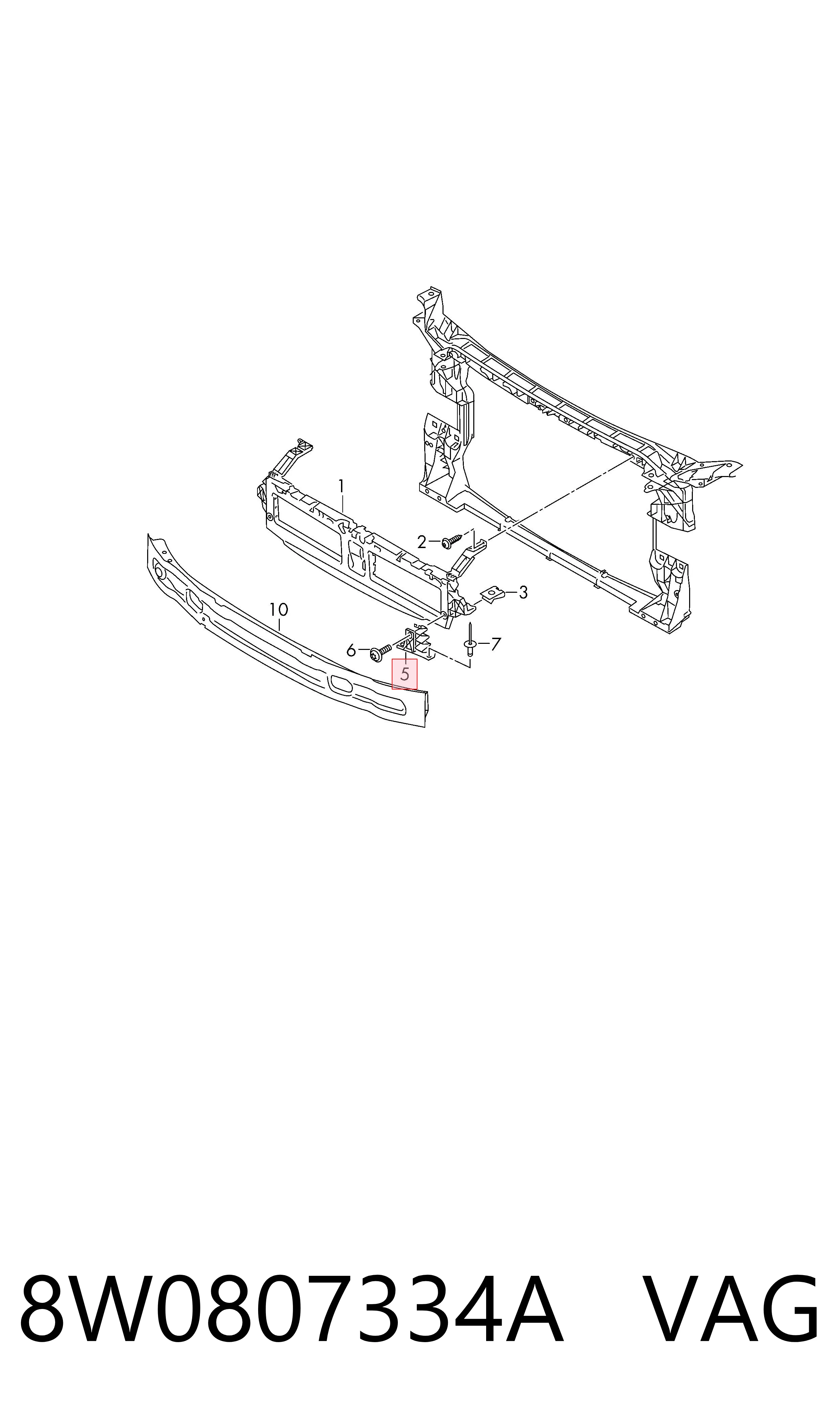 8W0807334A VAG Кронштейн решетки радиатора