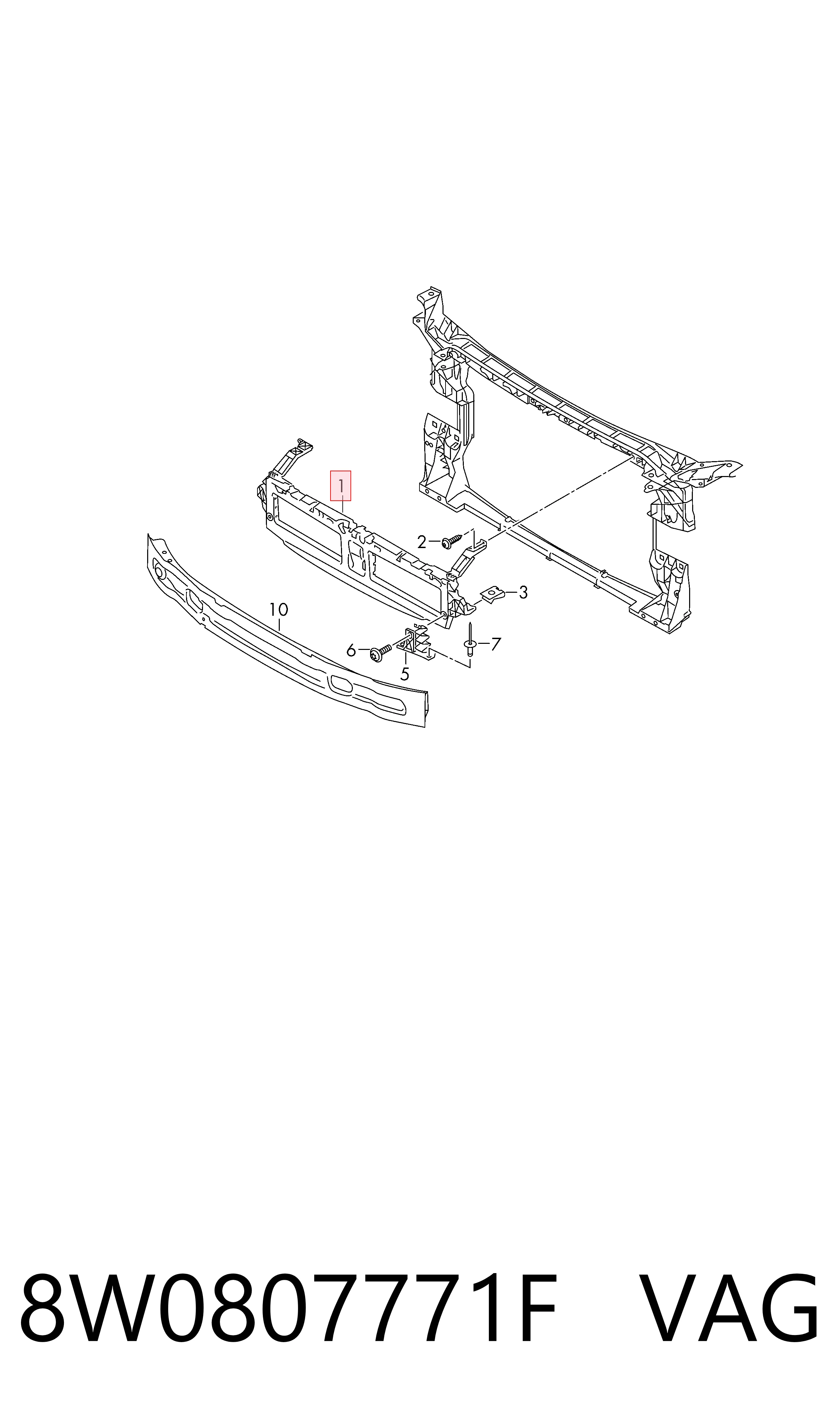 8W0807771F VAG Кронштейн решетки радиатора