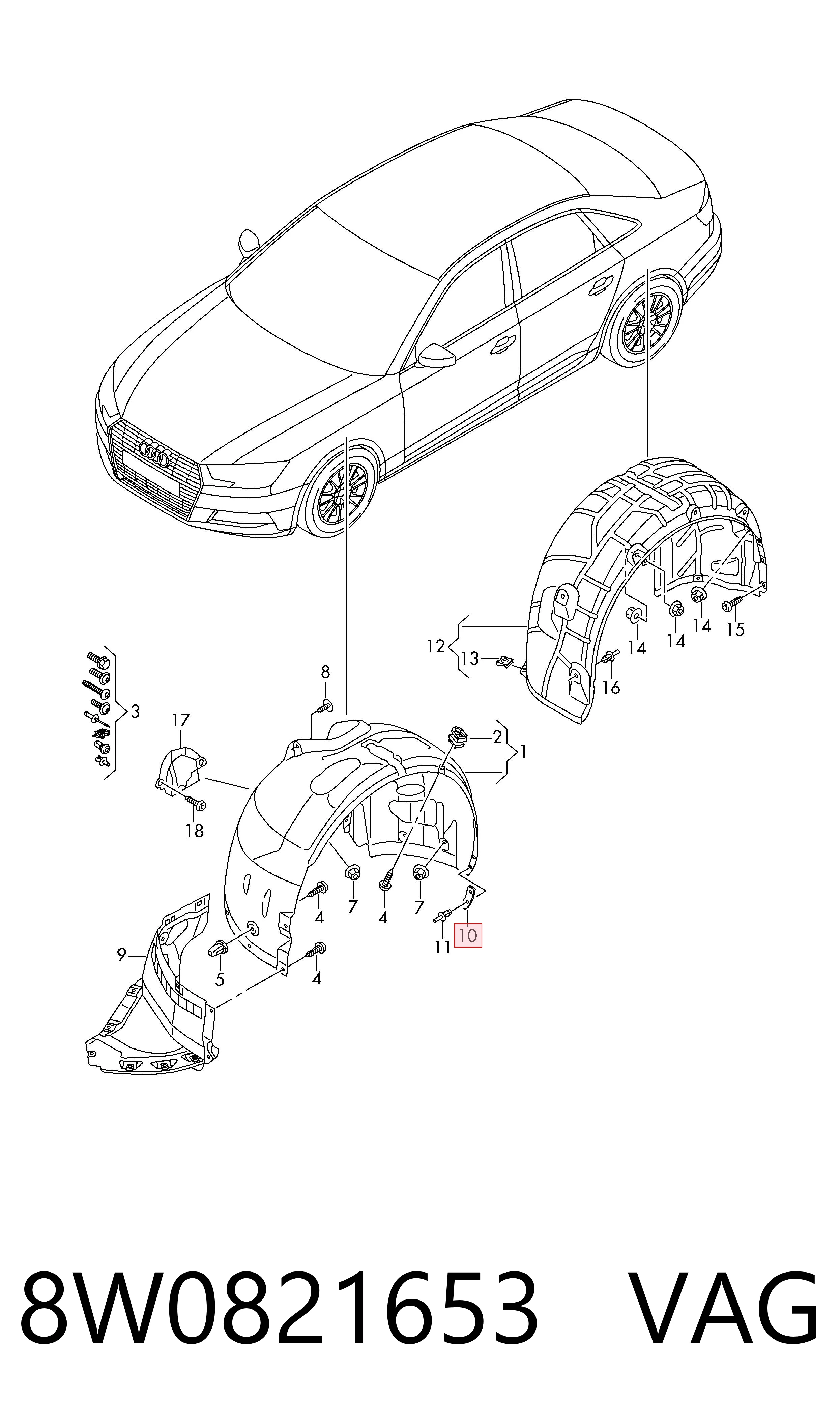8W0821653 VAG Лючек подкрылка переднего левого