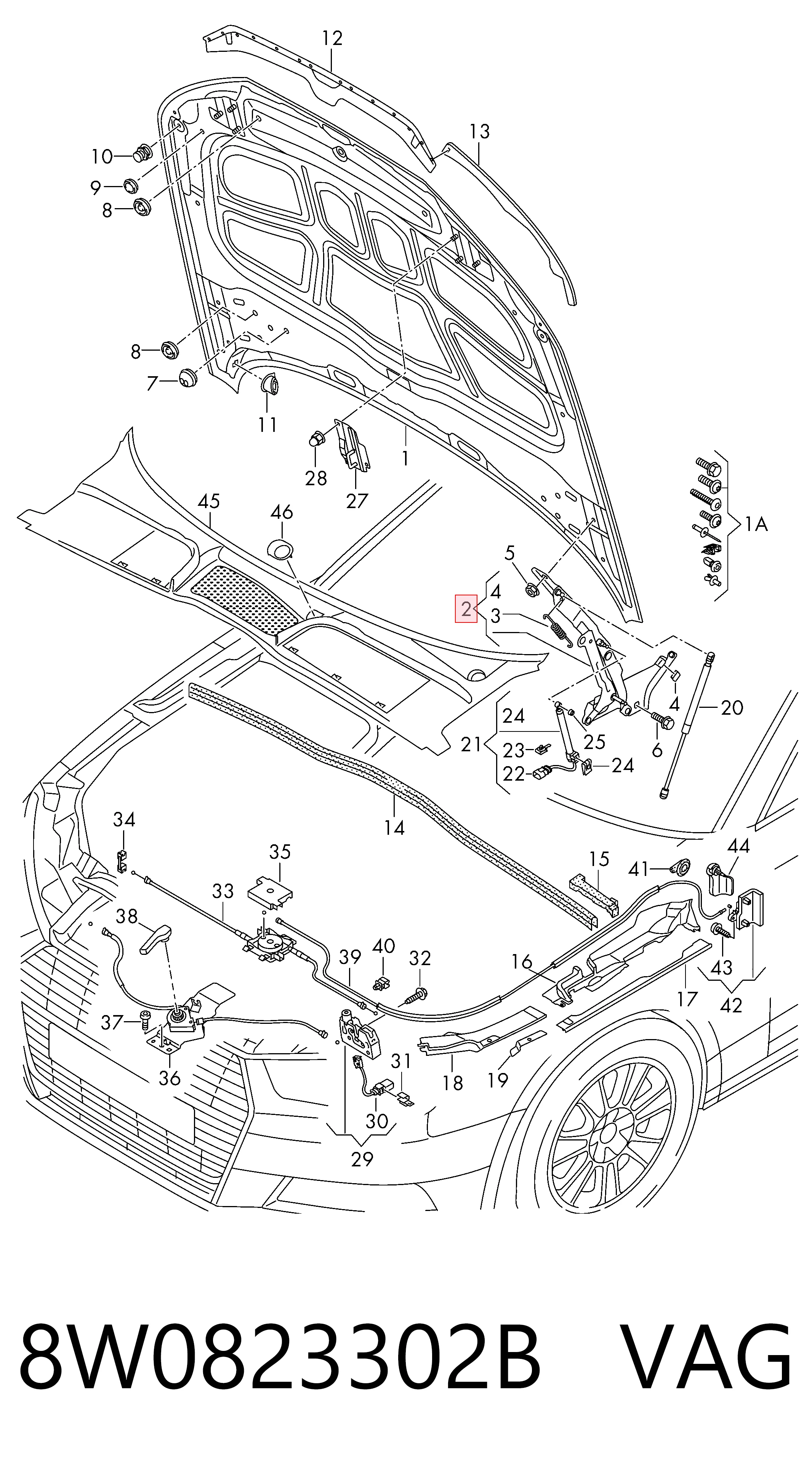 8W0823302B VAG Шарнир капота правый