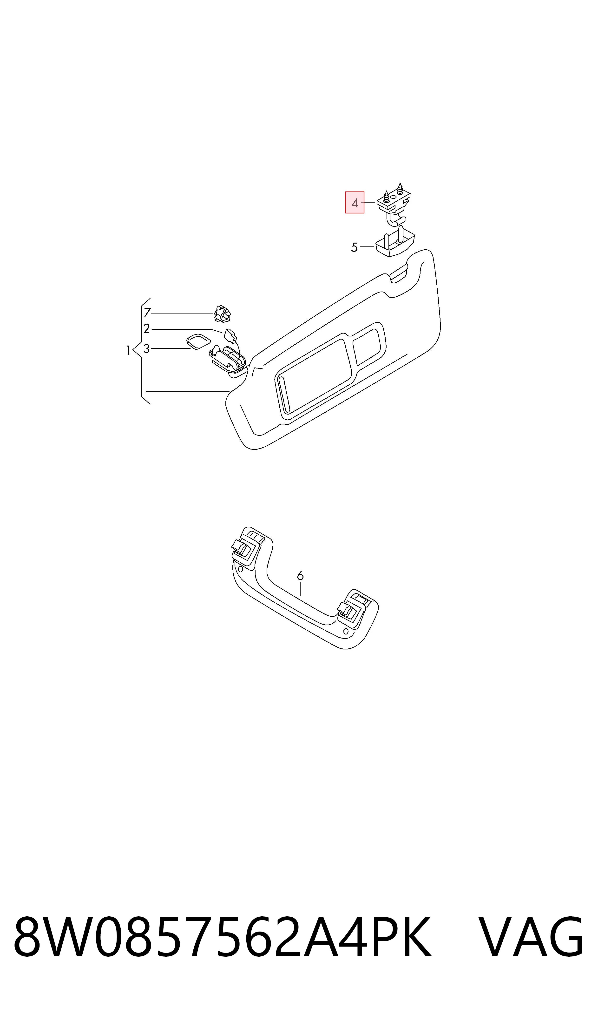 8W0857562A4PK VAG Фиксатор солнцезащитного козырька